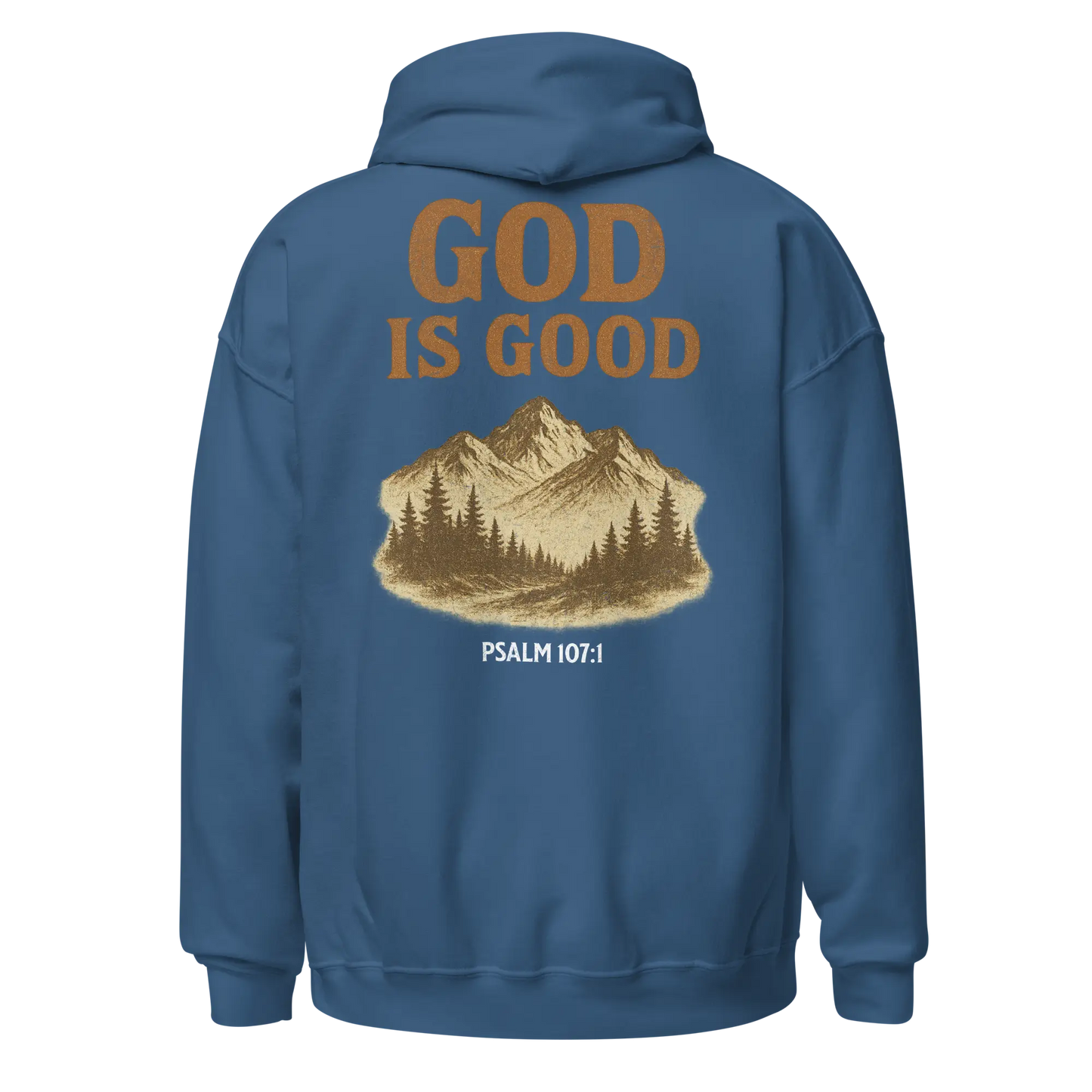 god is good indigo blue hoodie
