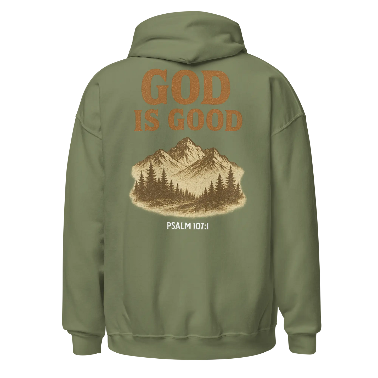 god is good military green hoodie