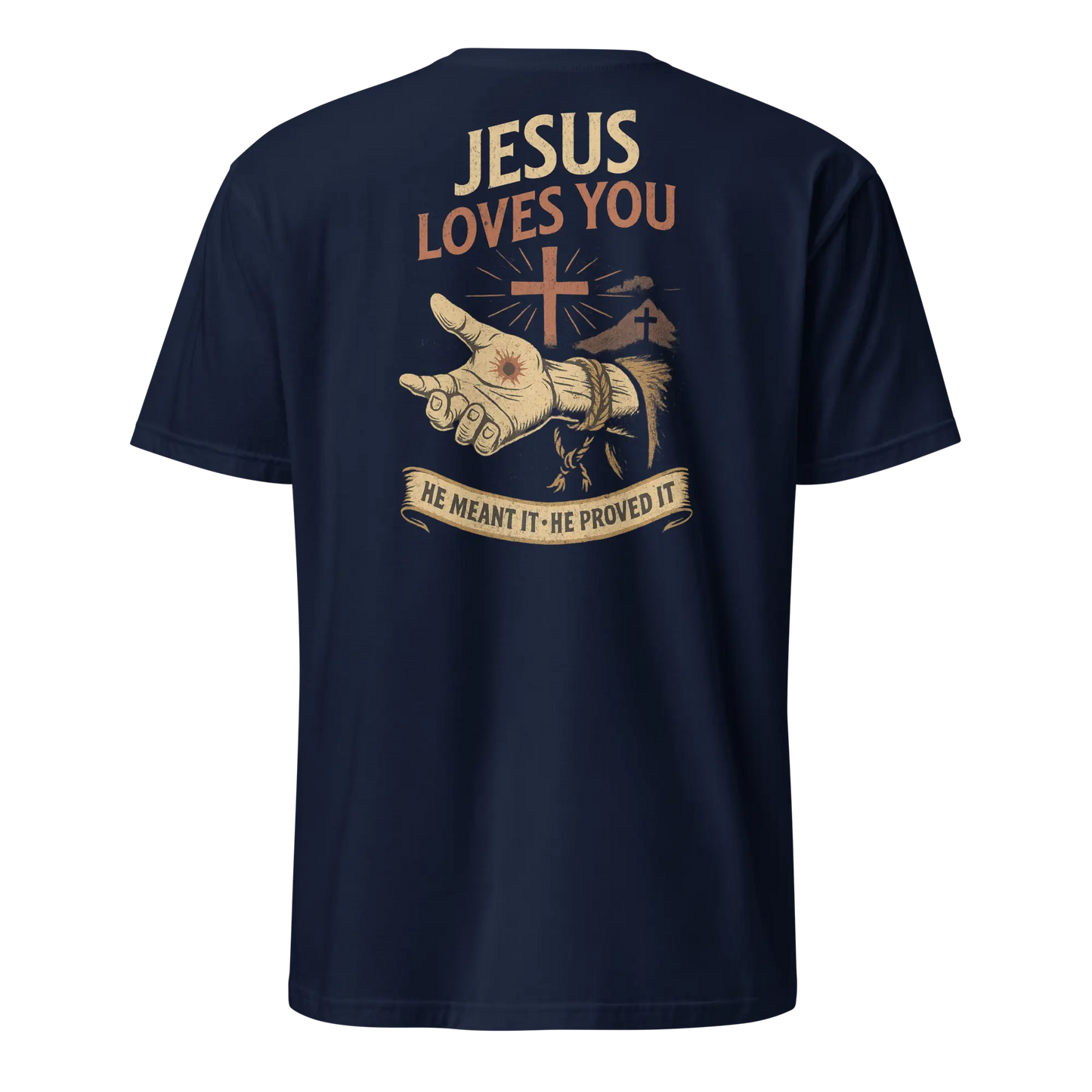 jesus loves you navy shirt