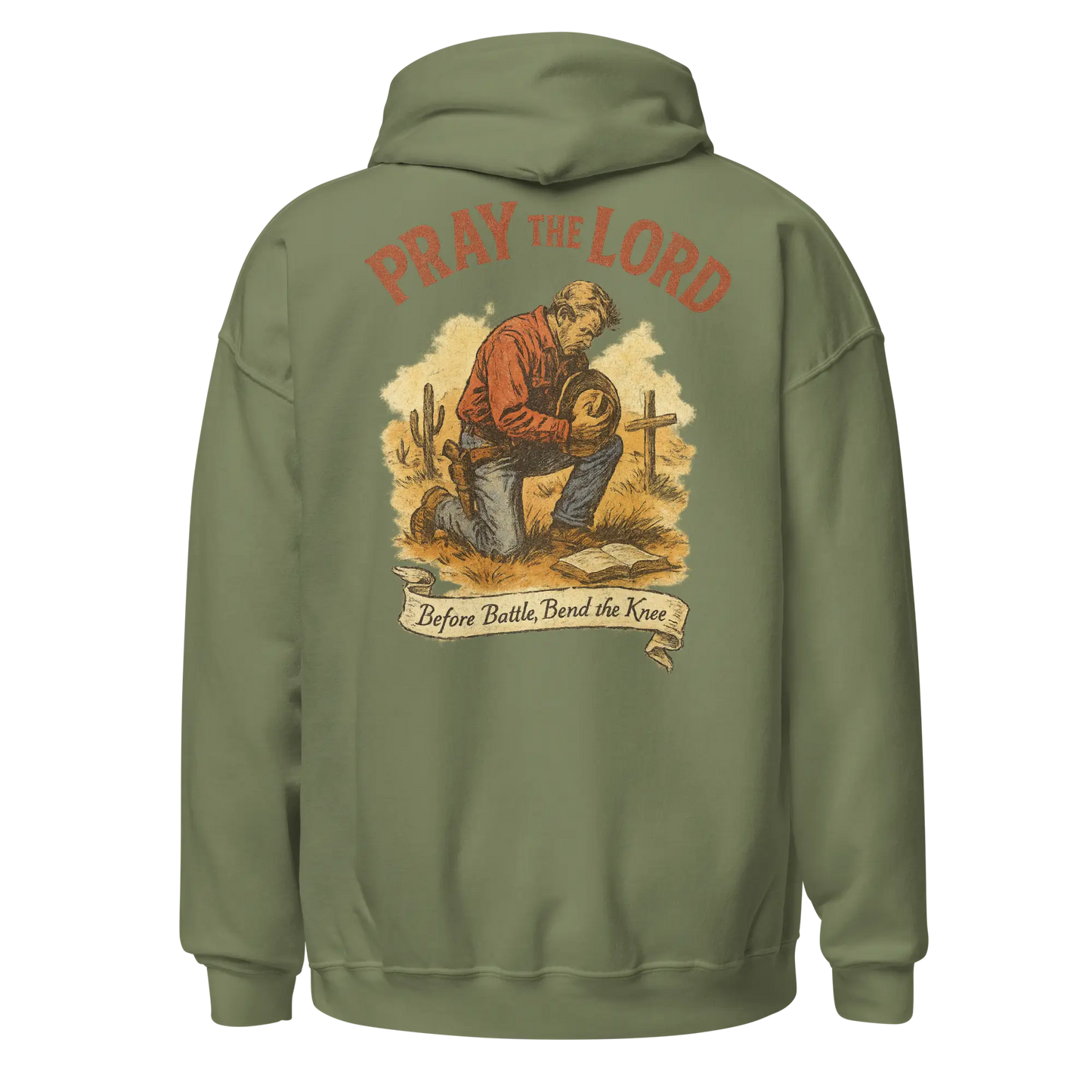pray the lord military green hoodie
