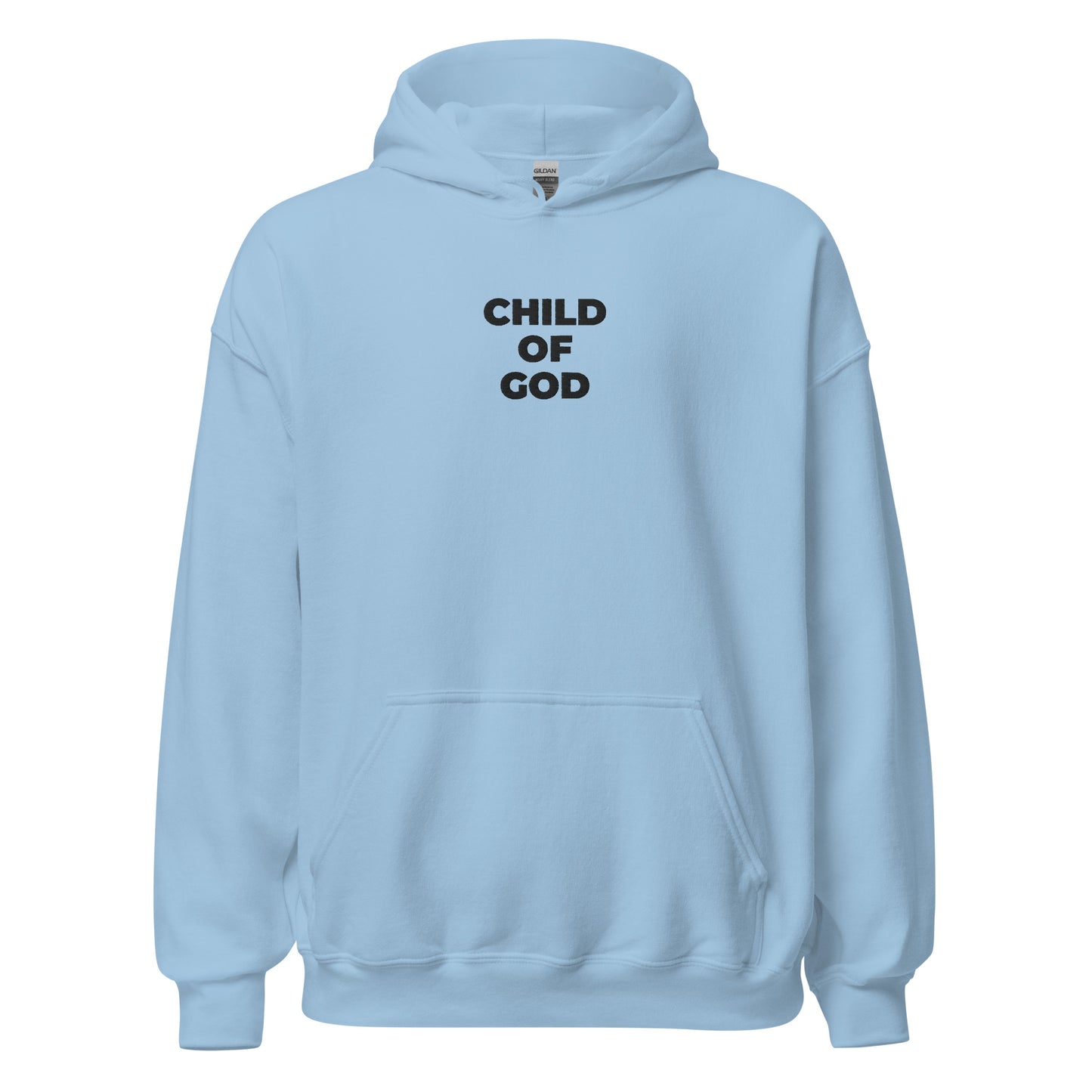 child of god hoodie light blue