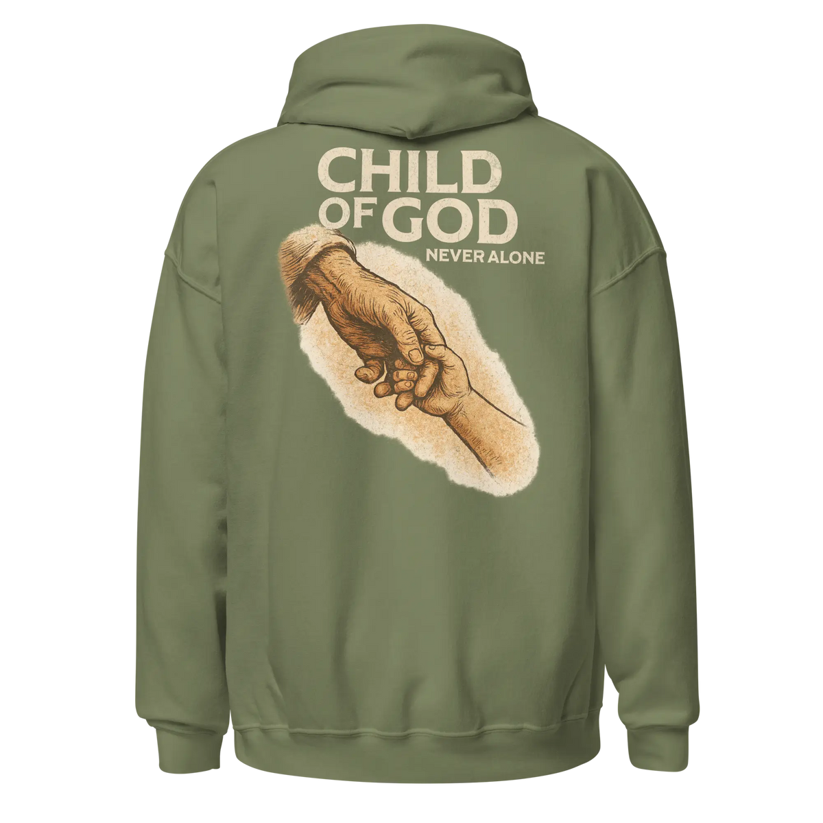 child of god military green hoodie