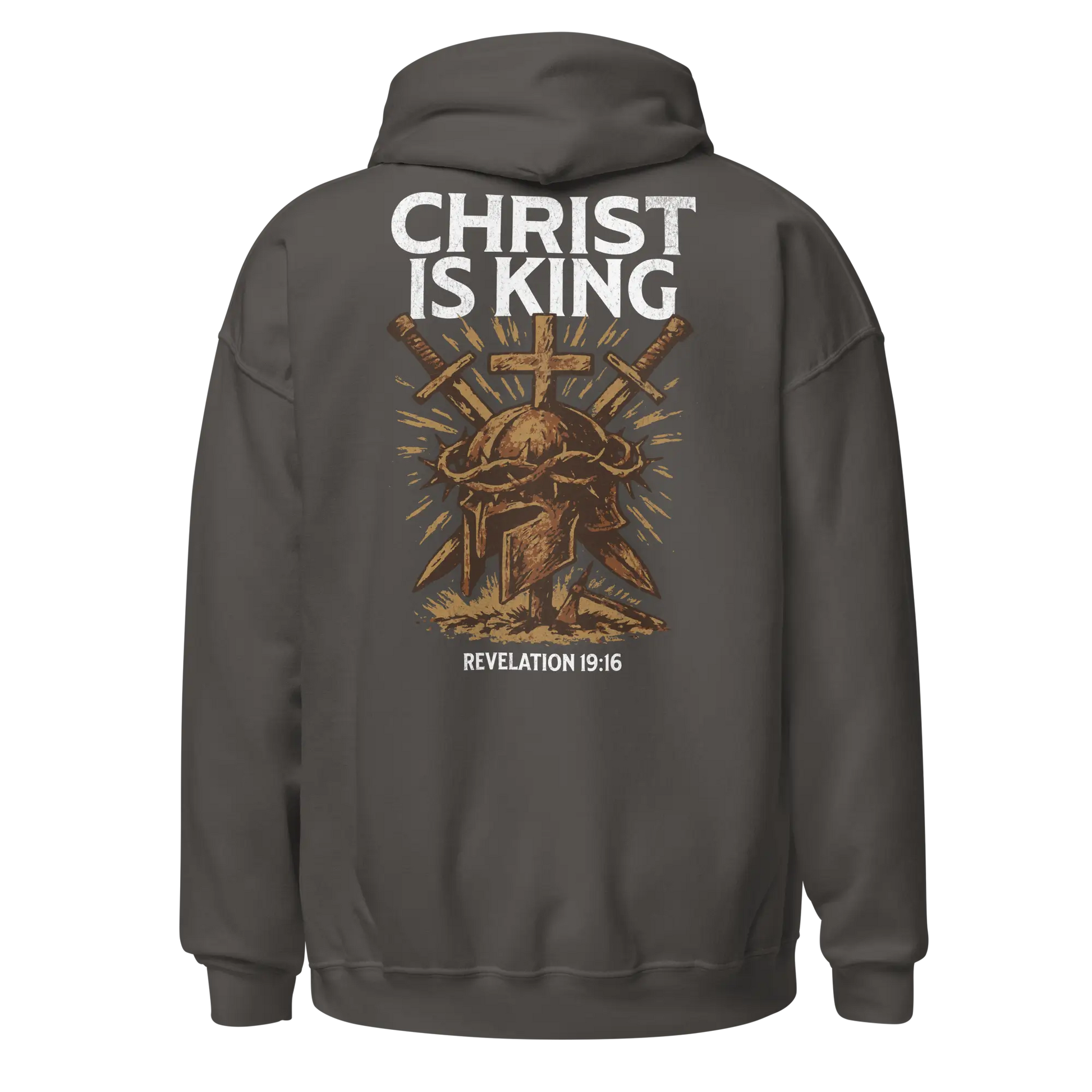 christ is king charcoal hoodie