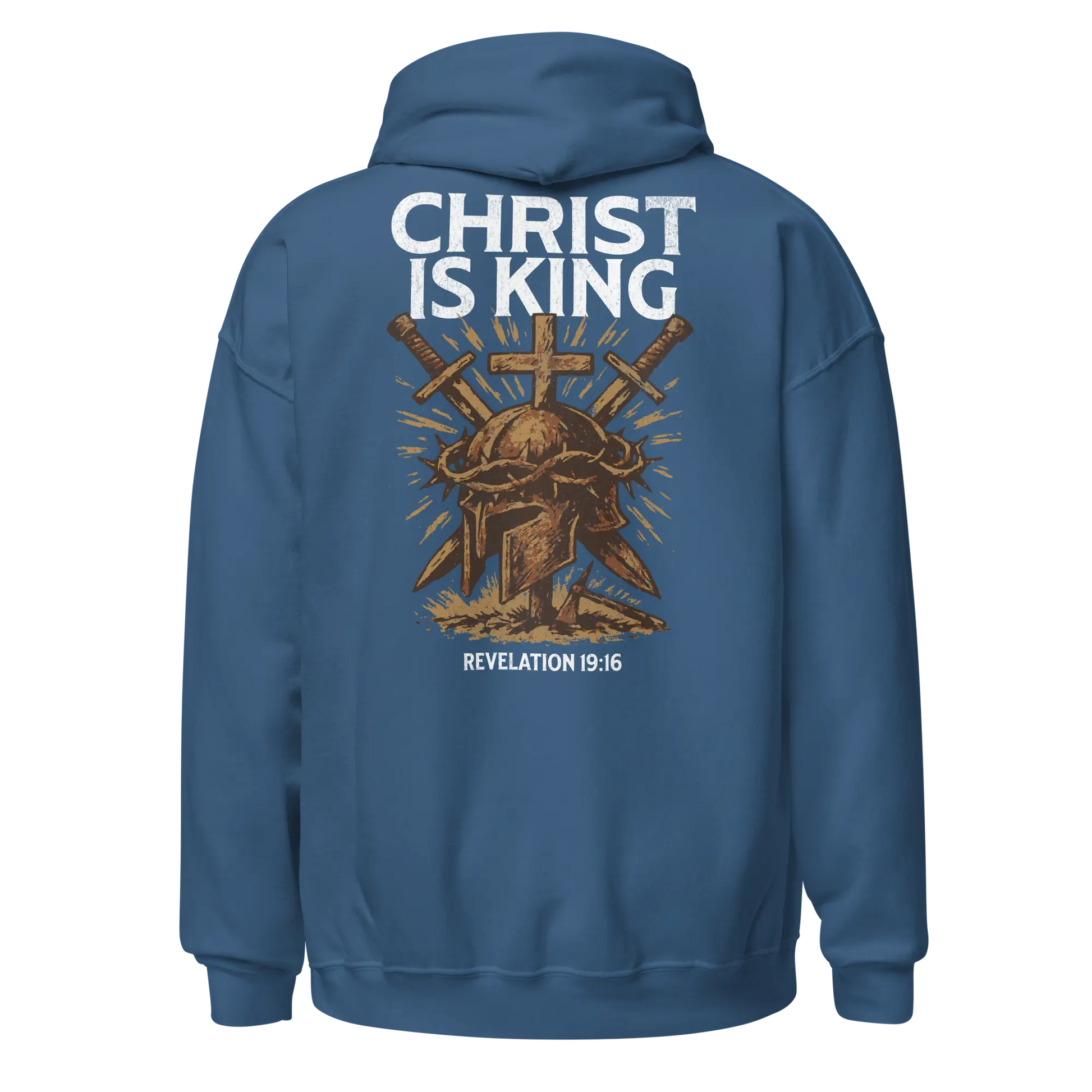 christ is king indigo blue hoodie