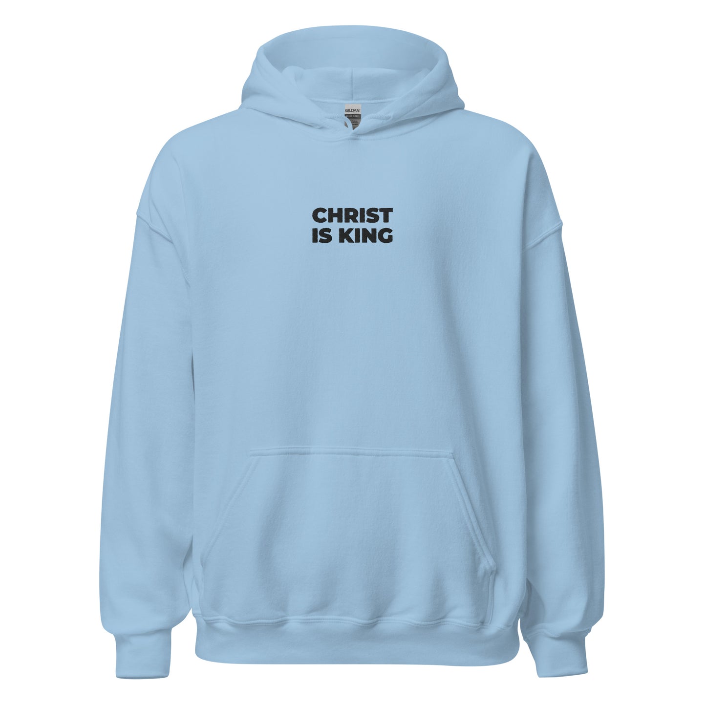 christ is king hoodie light blue