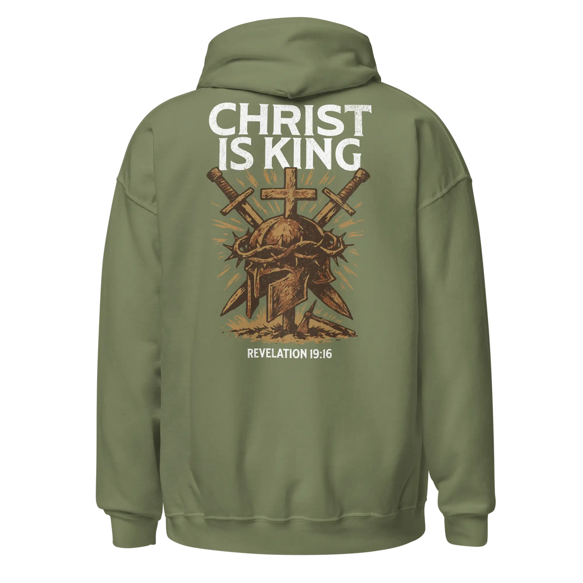 christ is king military green hoodie