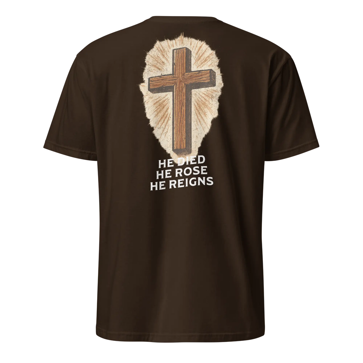 christian cross brown shirt
