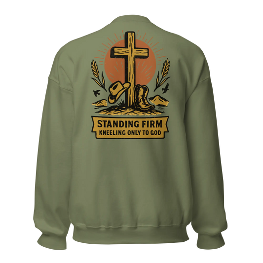 christian military green sweatshirt