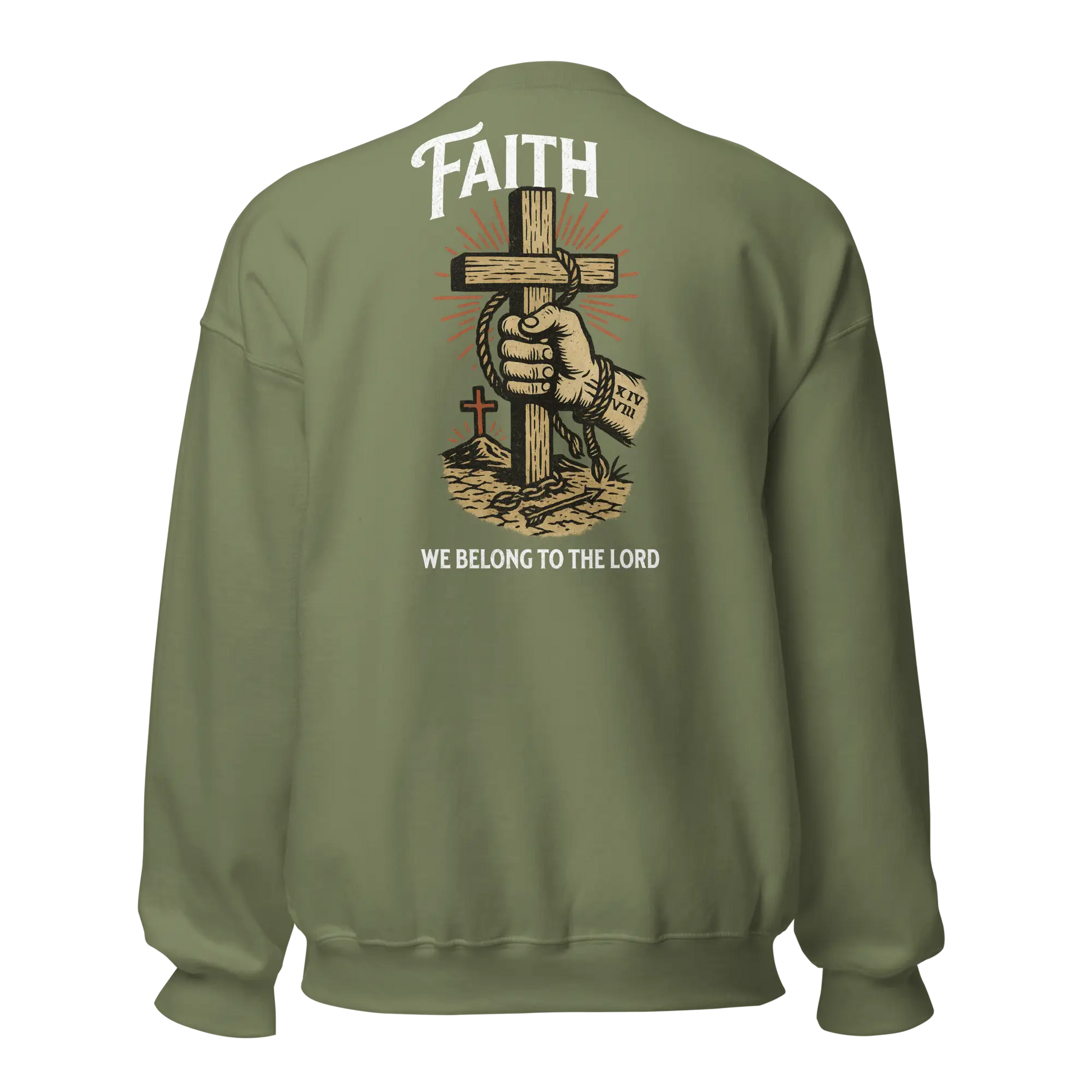 faith military green sweatshirt