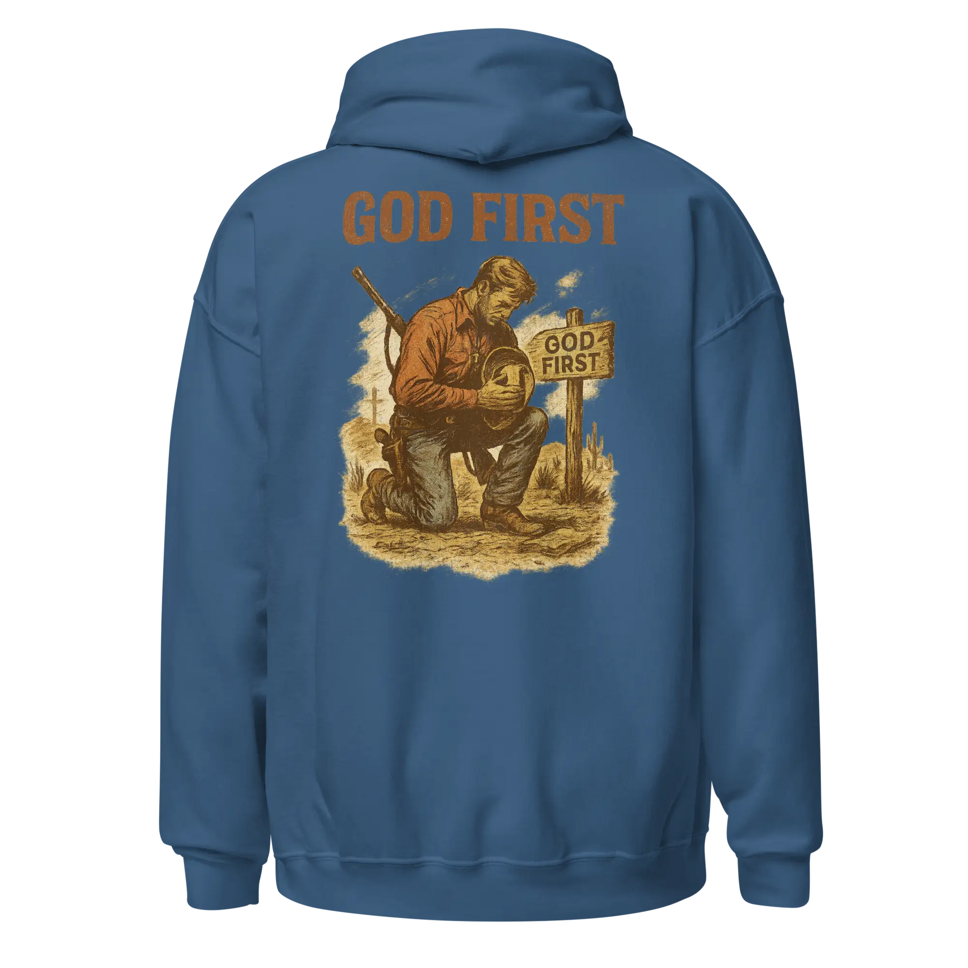 god first indigo blue hoodie