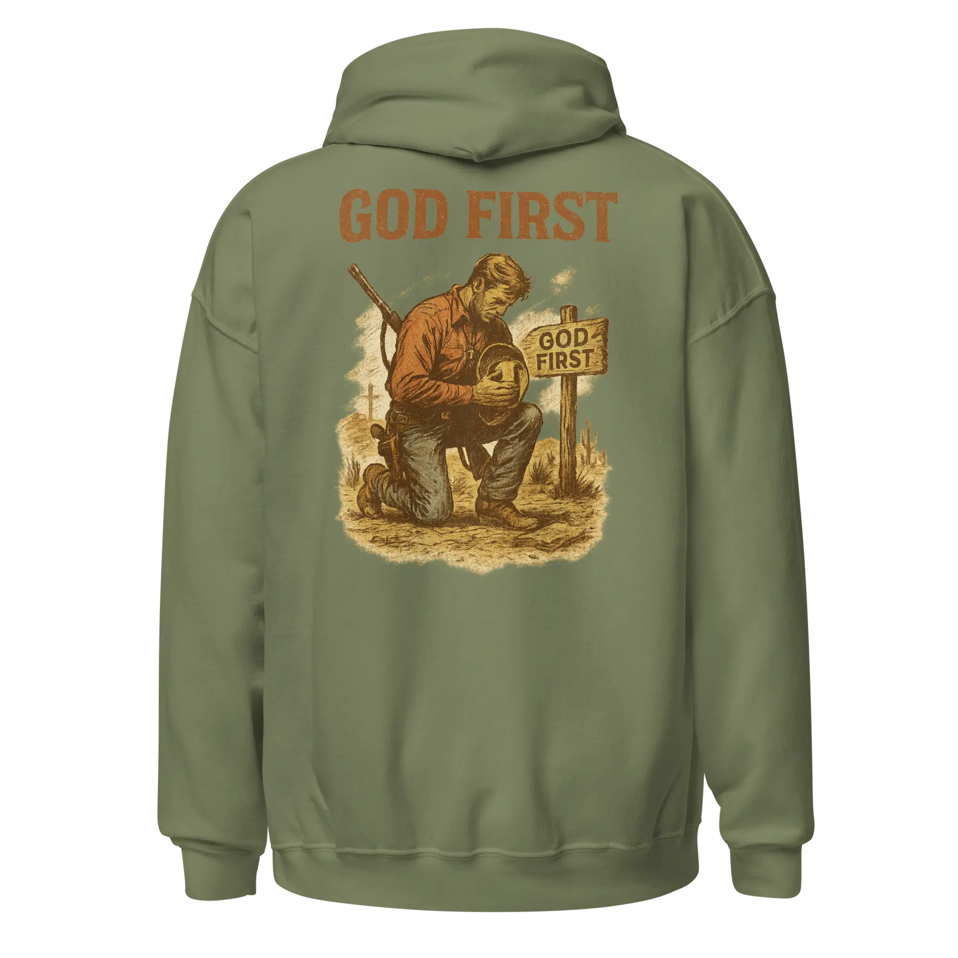 god first military green hoodie