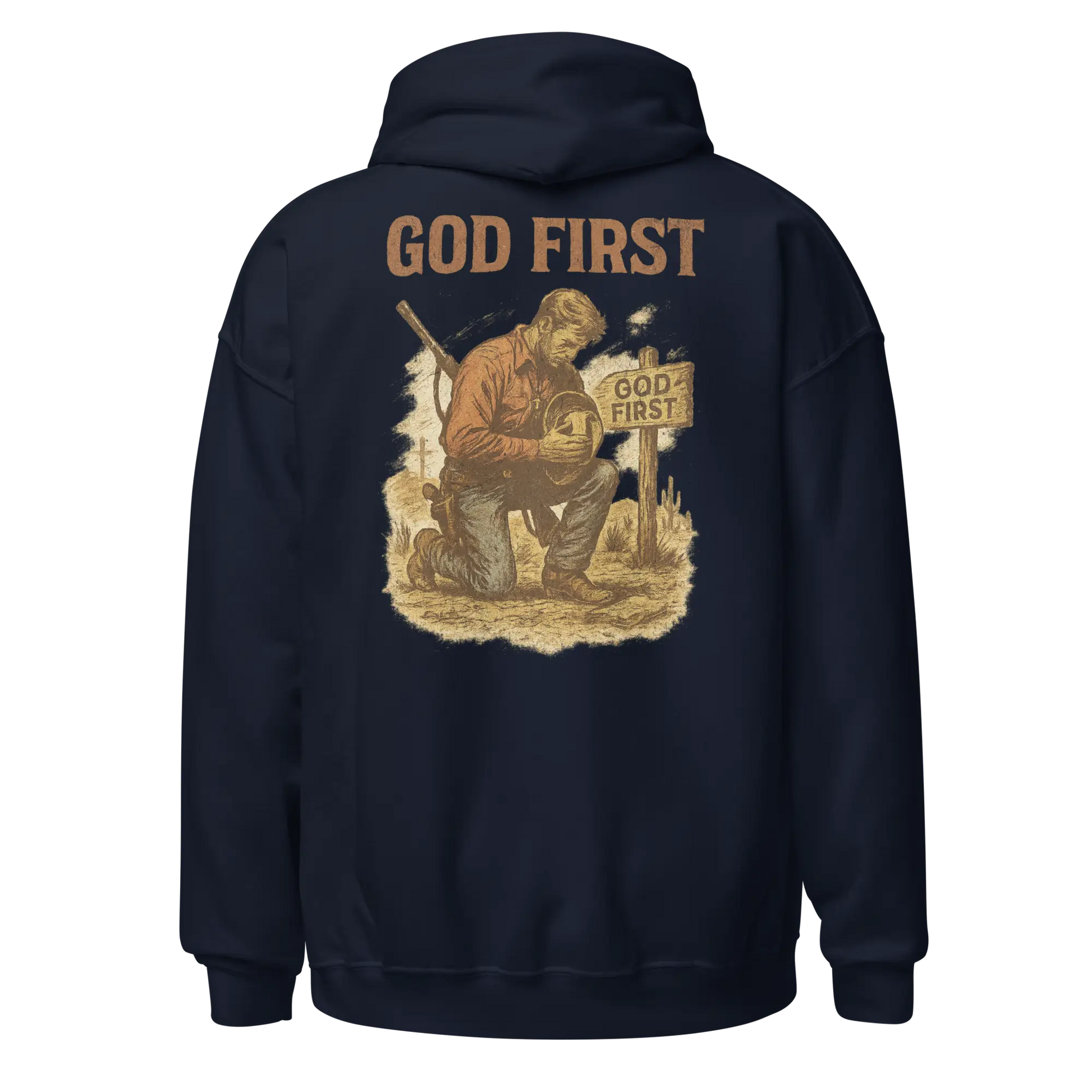 god first navy hoodie