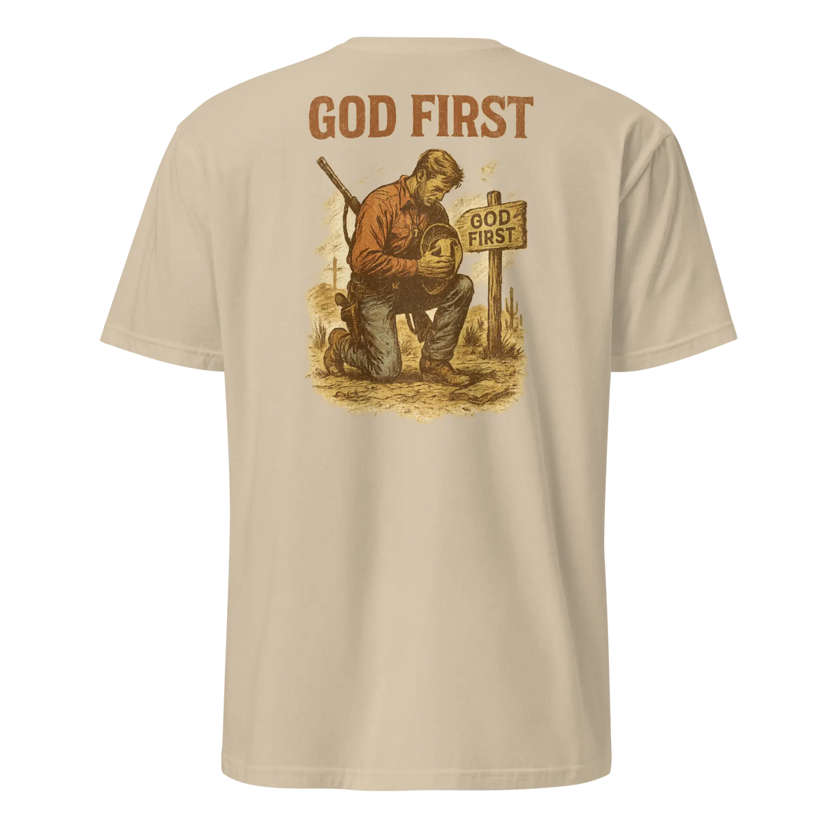 god first beige shirt