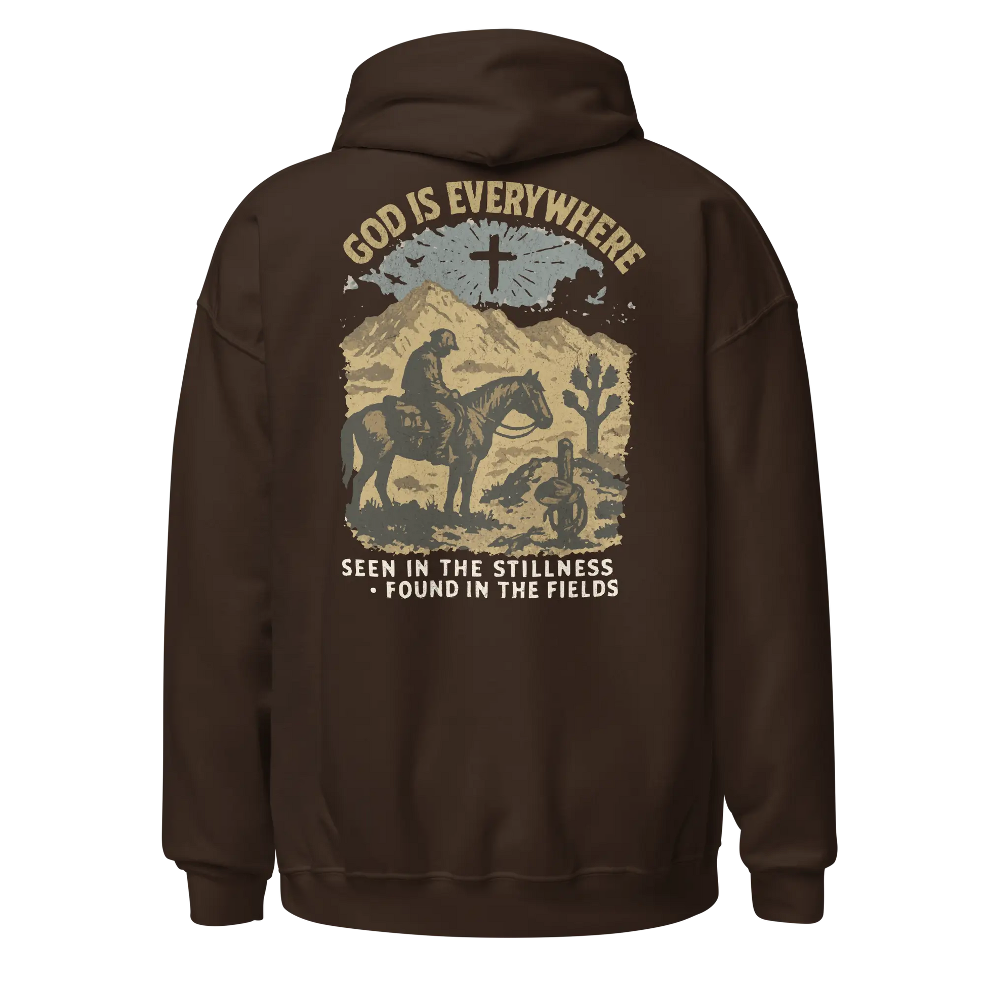 god is everywhere brown hoodie