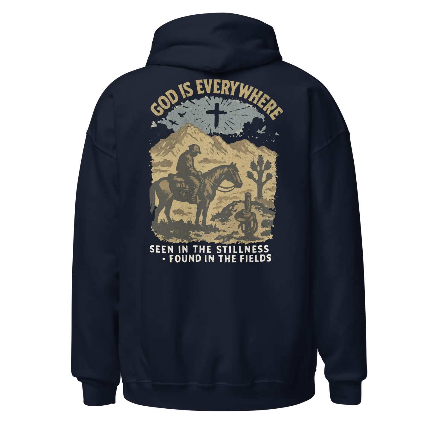 god is everywhere navy blue hoodie
