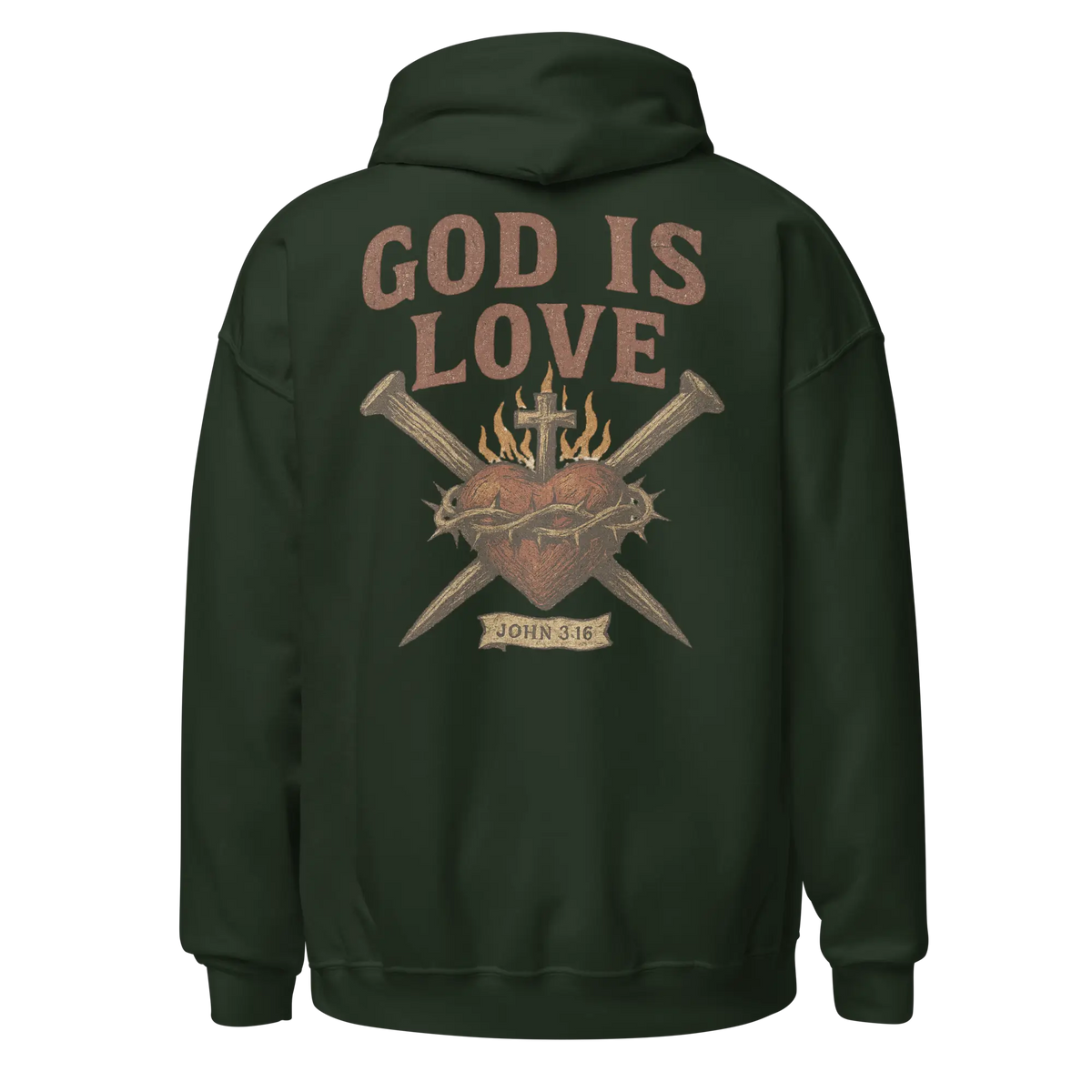 god is love green hoodie