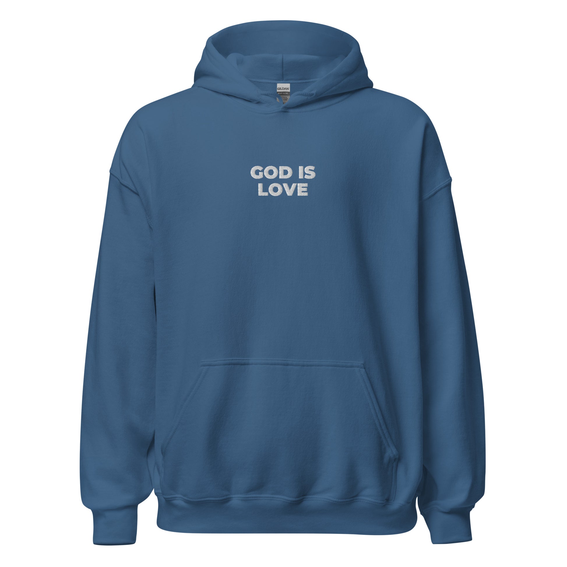 god is love hoodie indigo