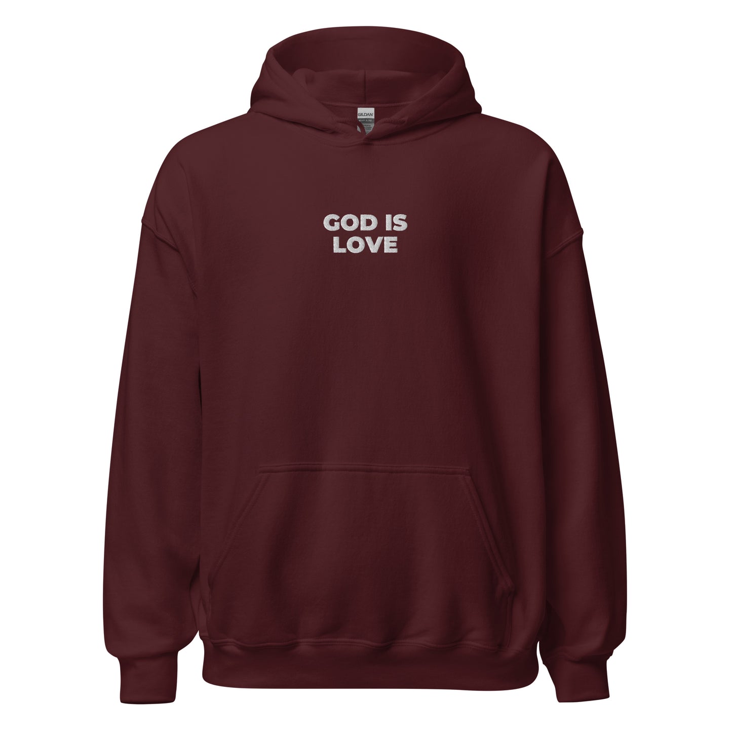 god is love hoodie maroon