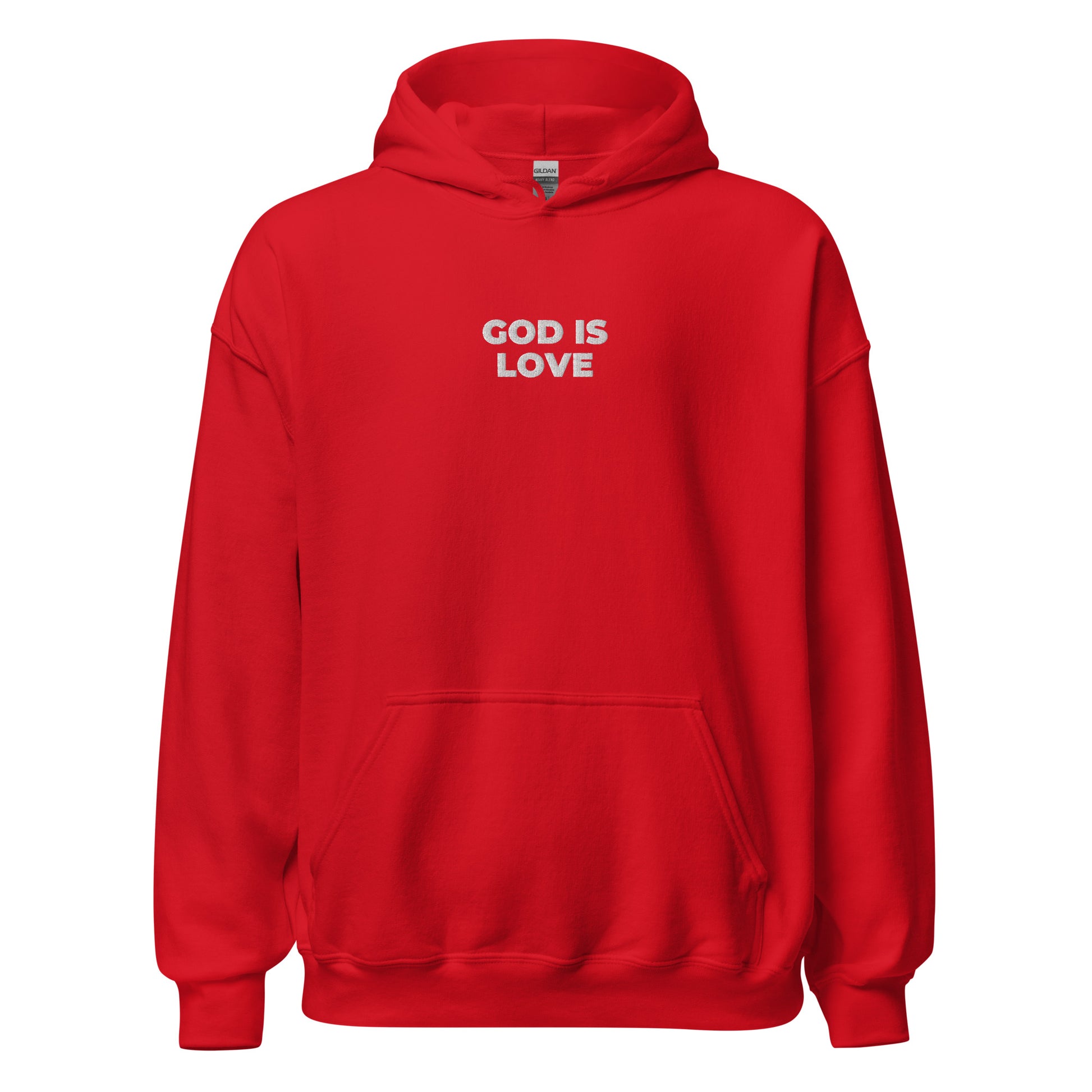 god is love hoodie red