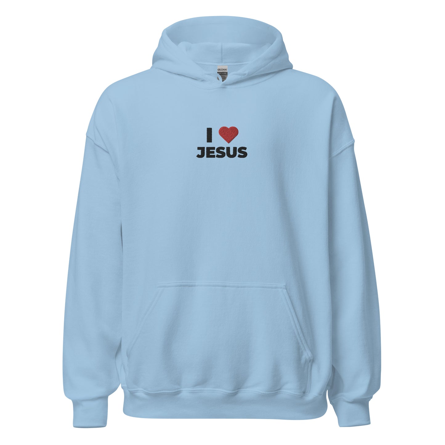 i love jesus hoodie light blue