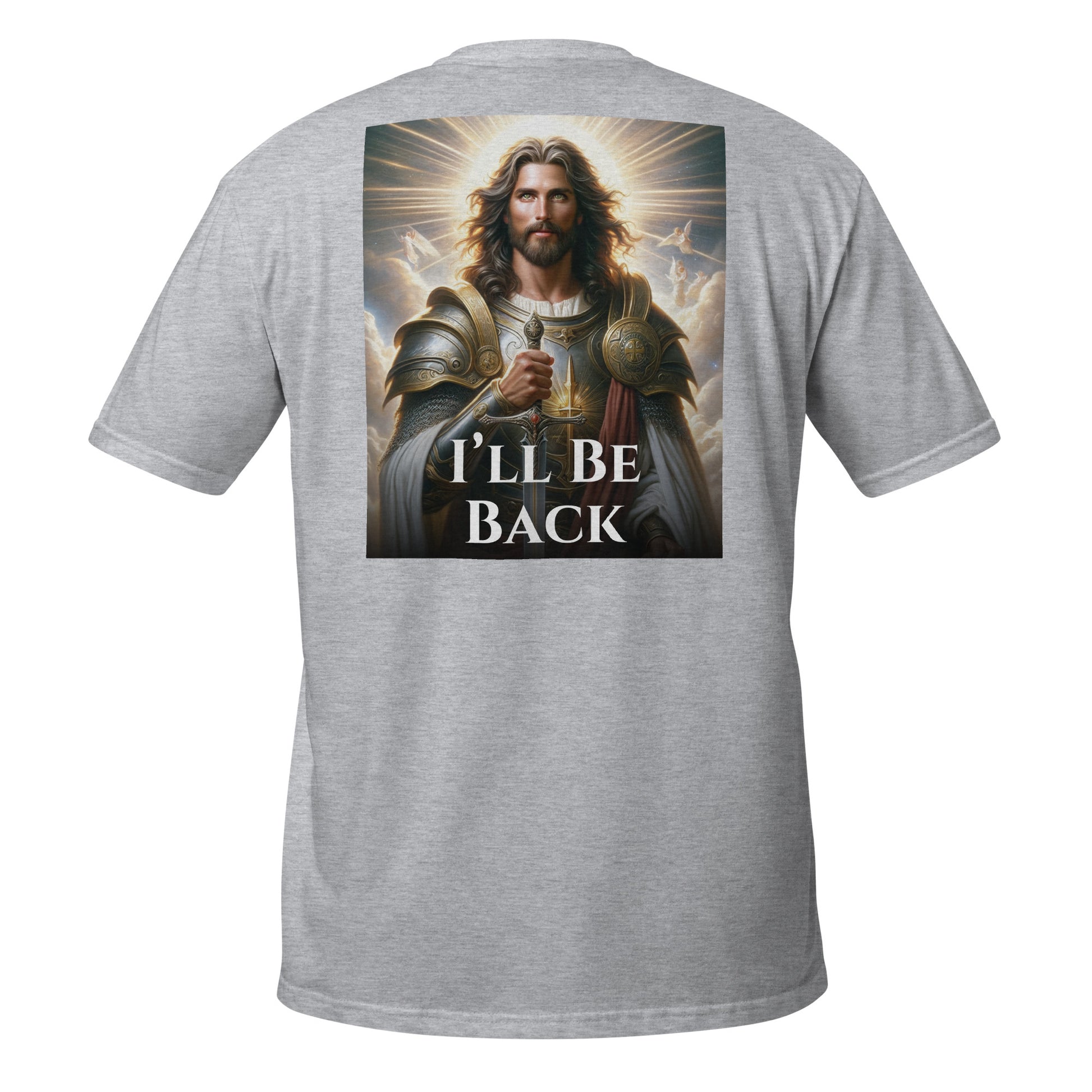 i’ll be back jesus shirt grey