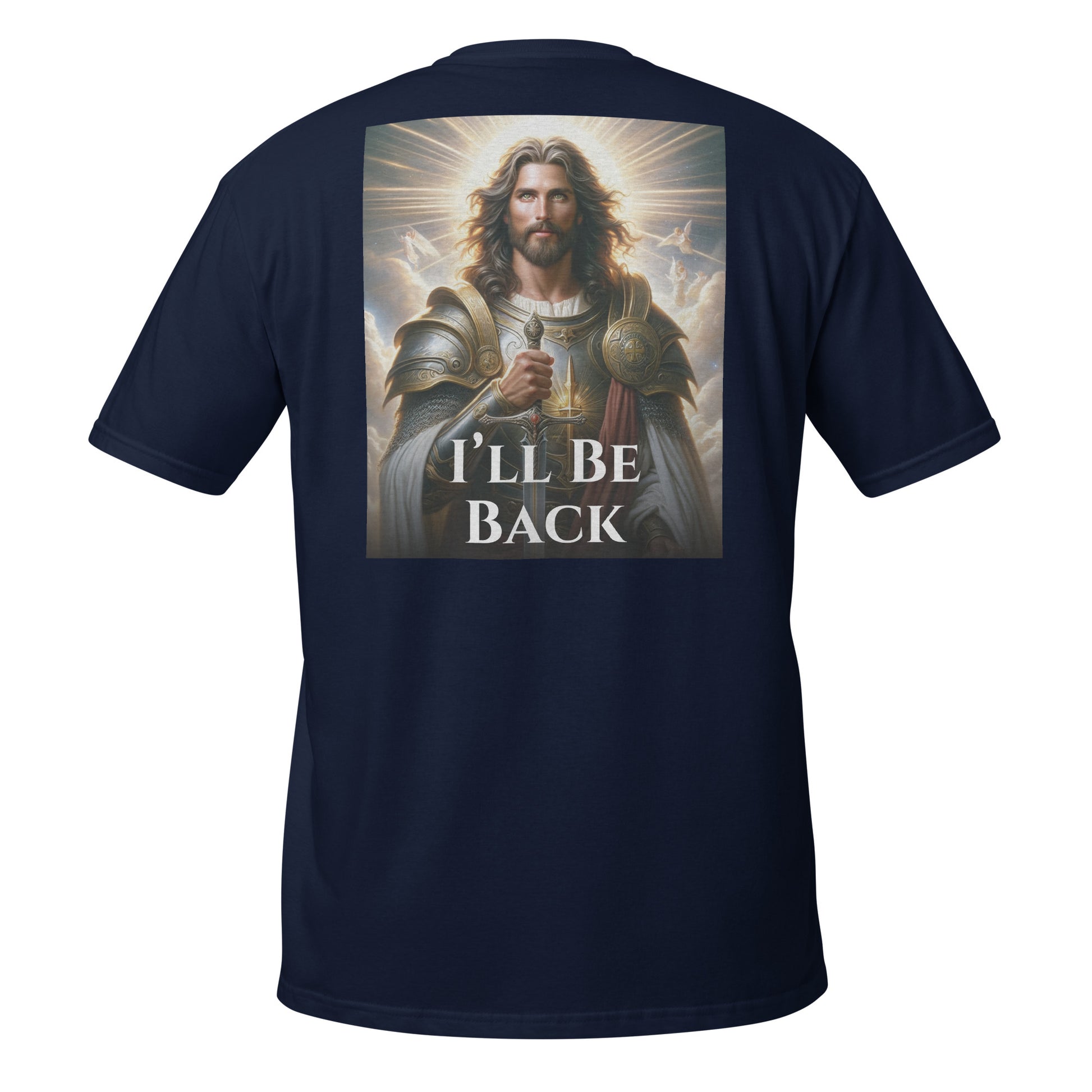 i’ll be back jesus shirt navy