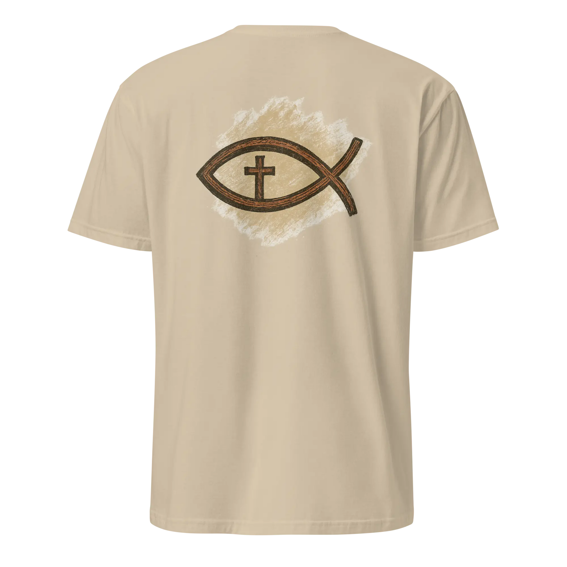 jesus fish sand t-shirt