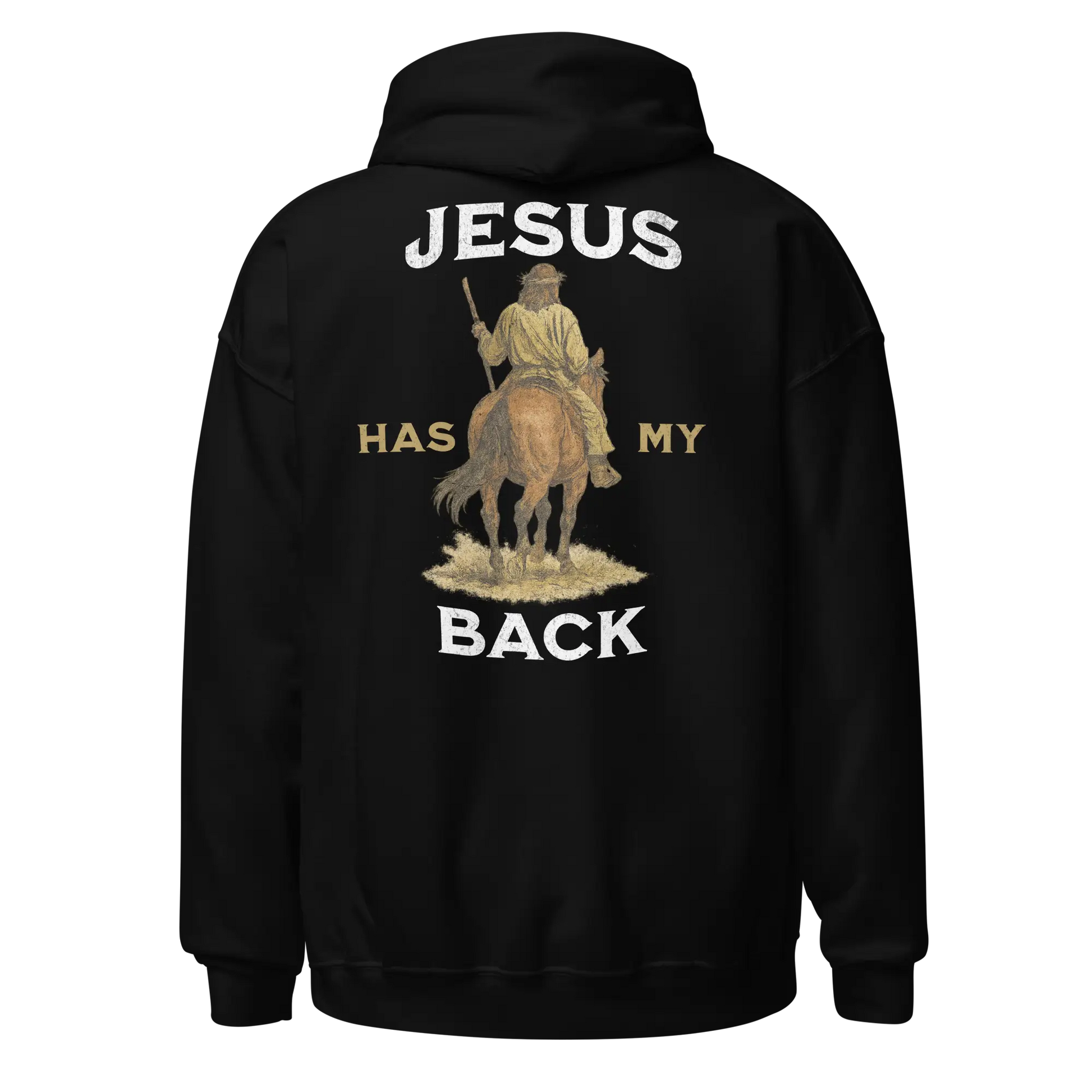 jesus has my back black hoodie