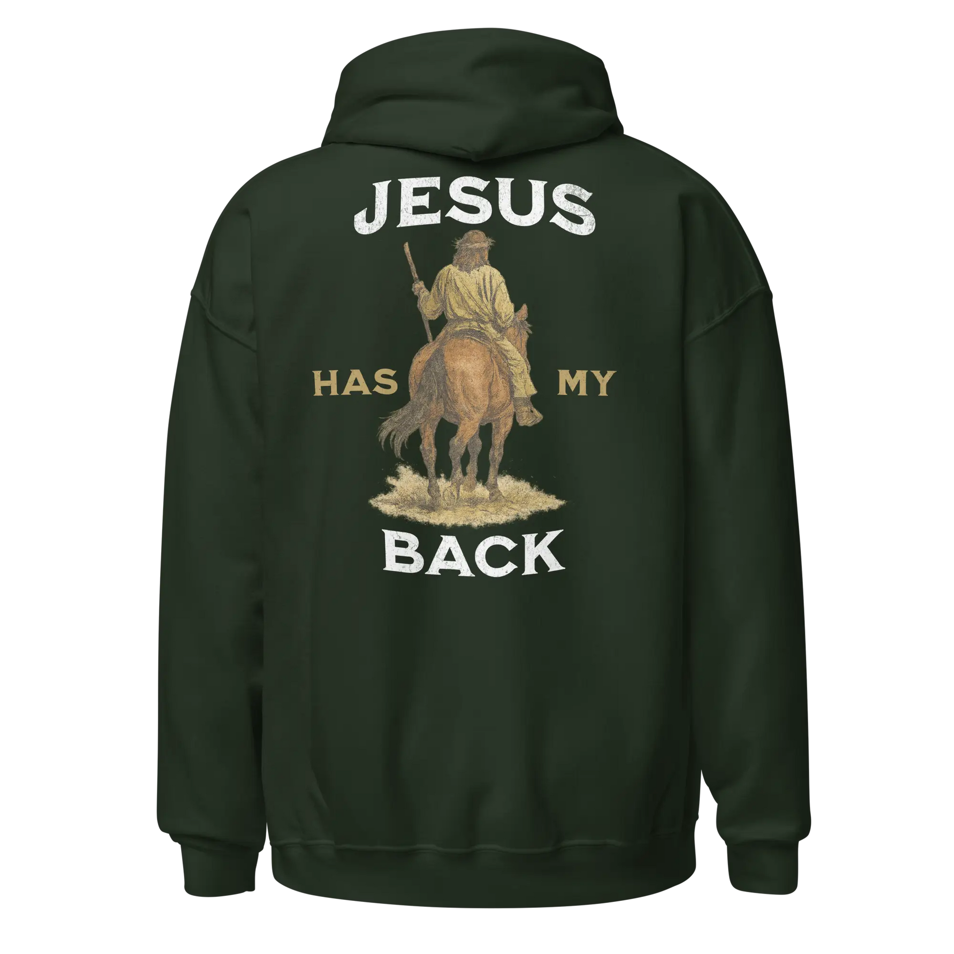 jesus has my back green hoodie