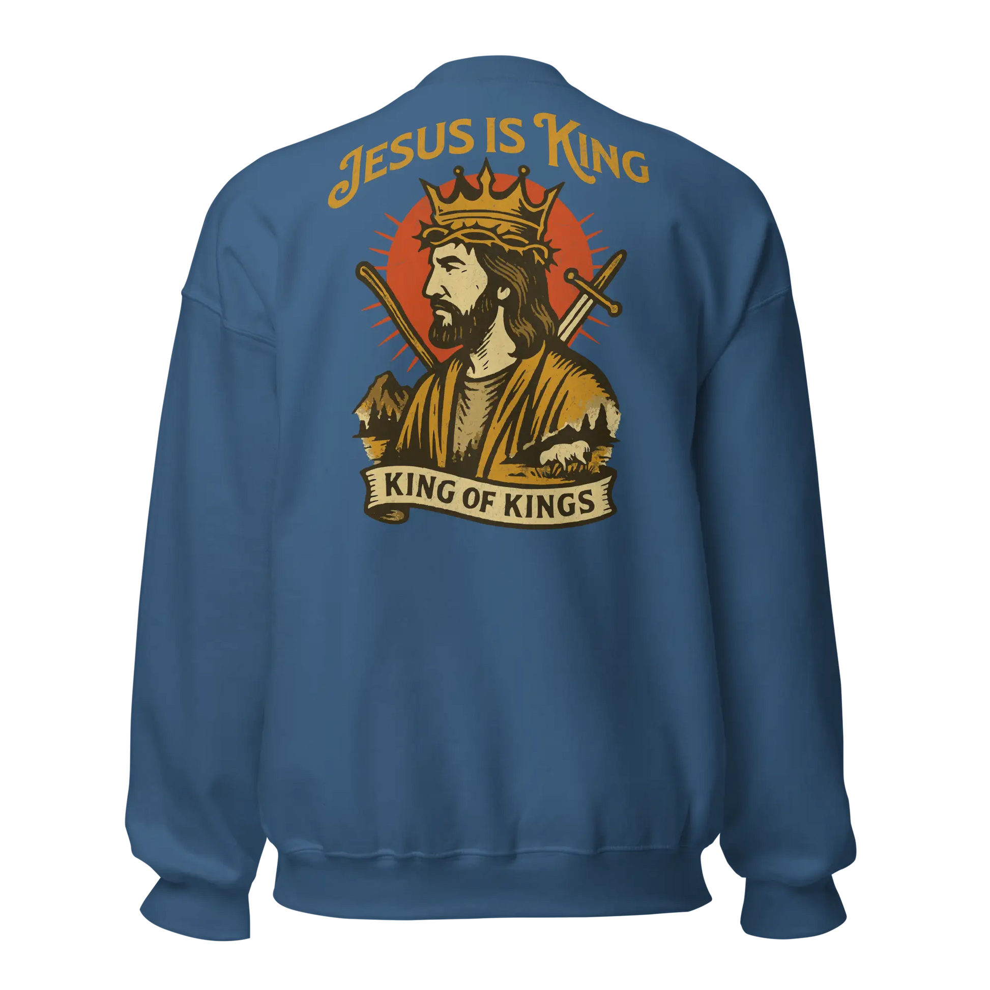 jesus is king indigo blue sweatshirt
