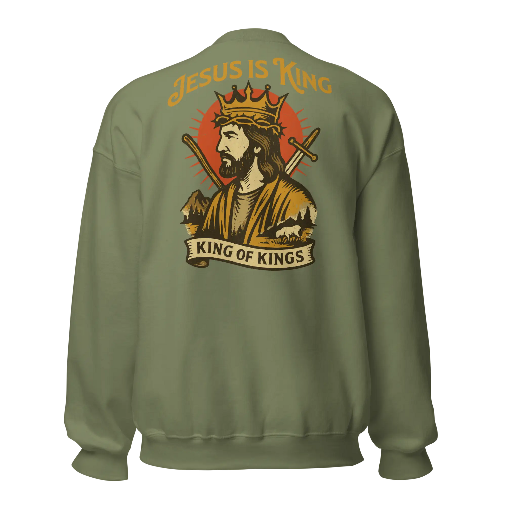 jesus is king military green sweatshirt