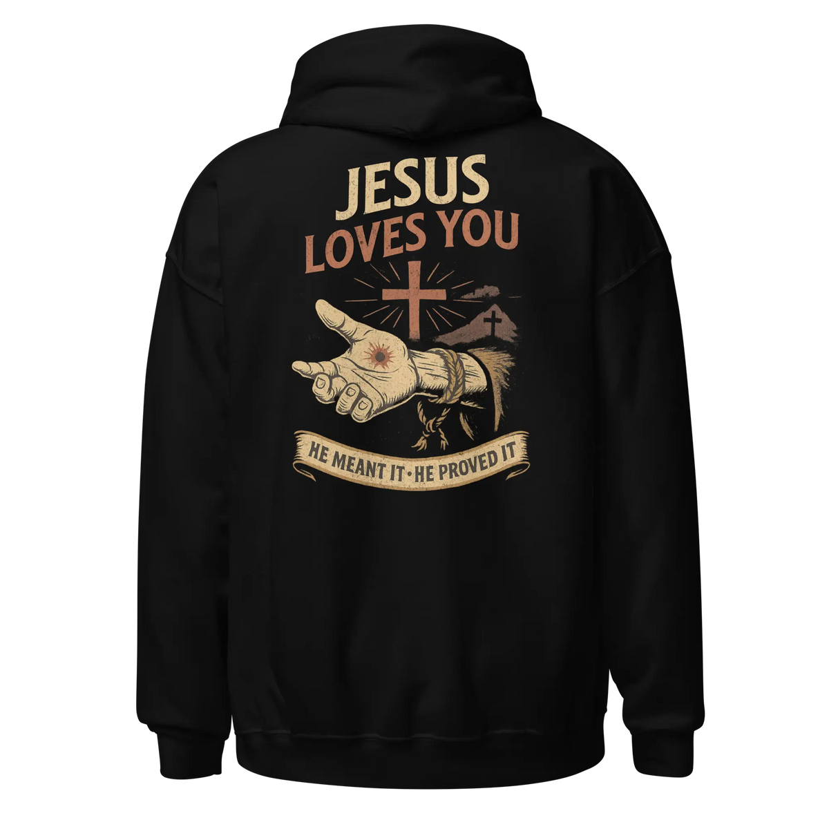 jesus loves you black hoodie