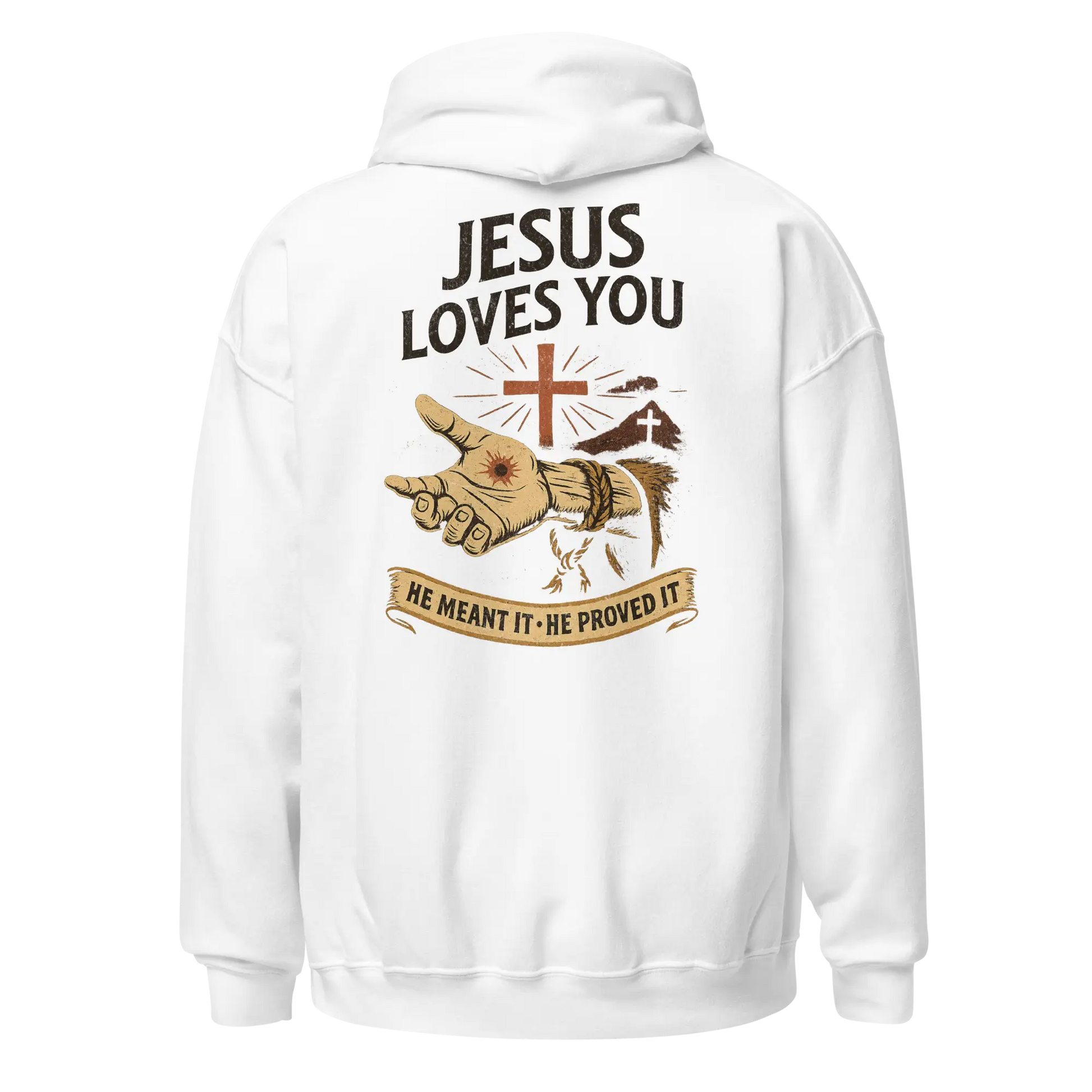 jesus loves you white hoodie