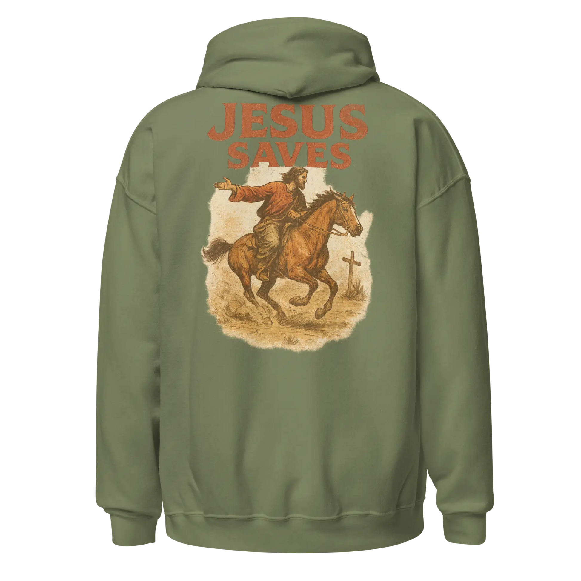 jesus saves military green hoodie