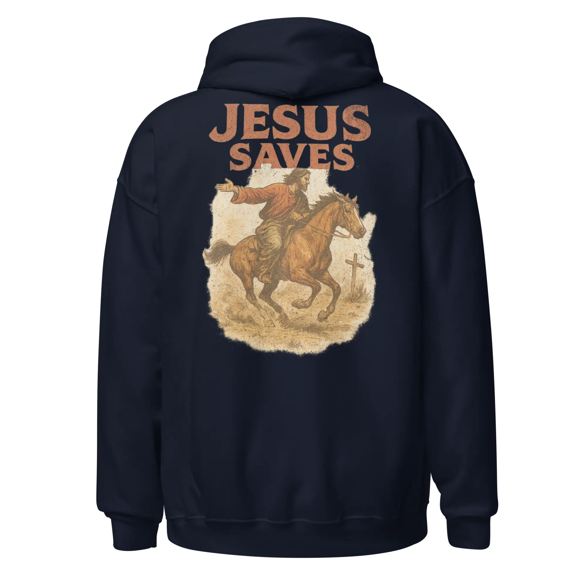 jesus saves navy blue hoodie