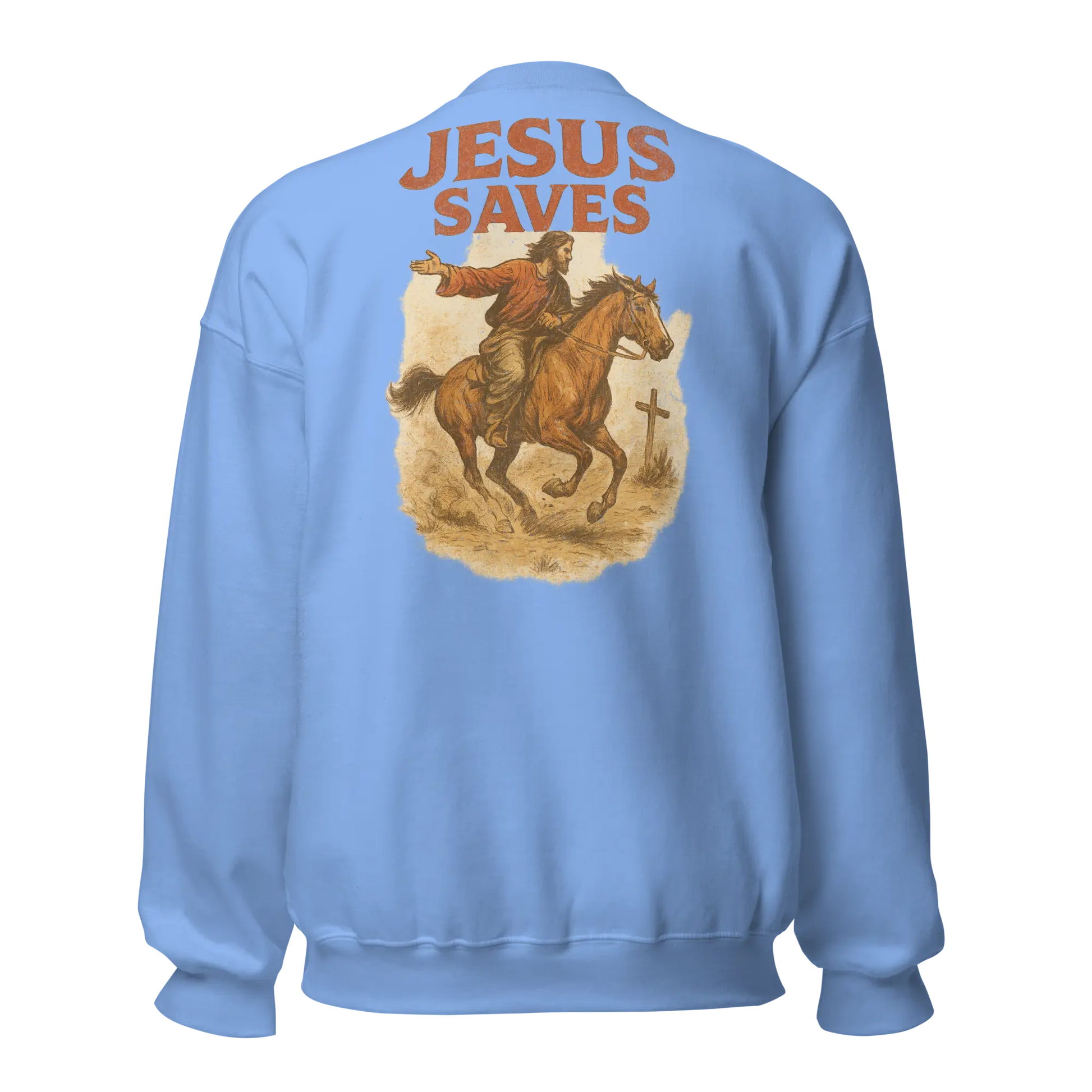 jesus saves blue sweatshirt
