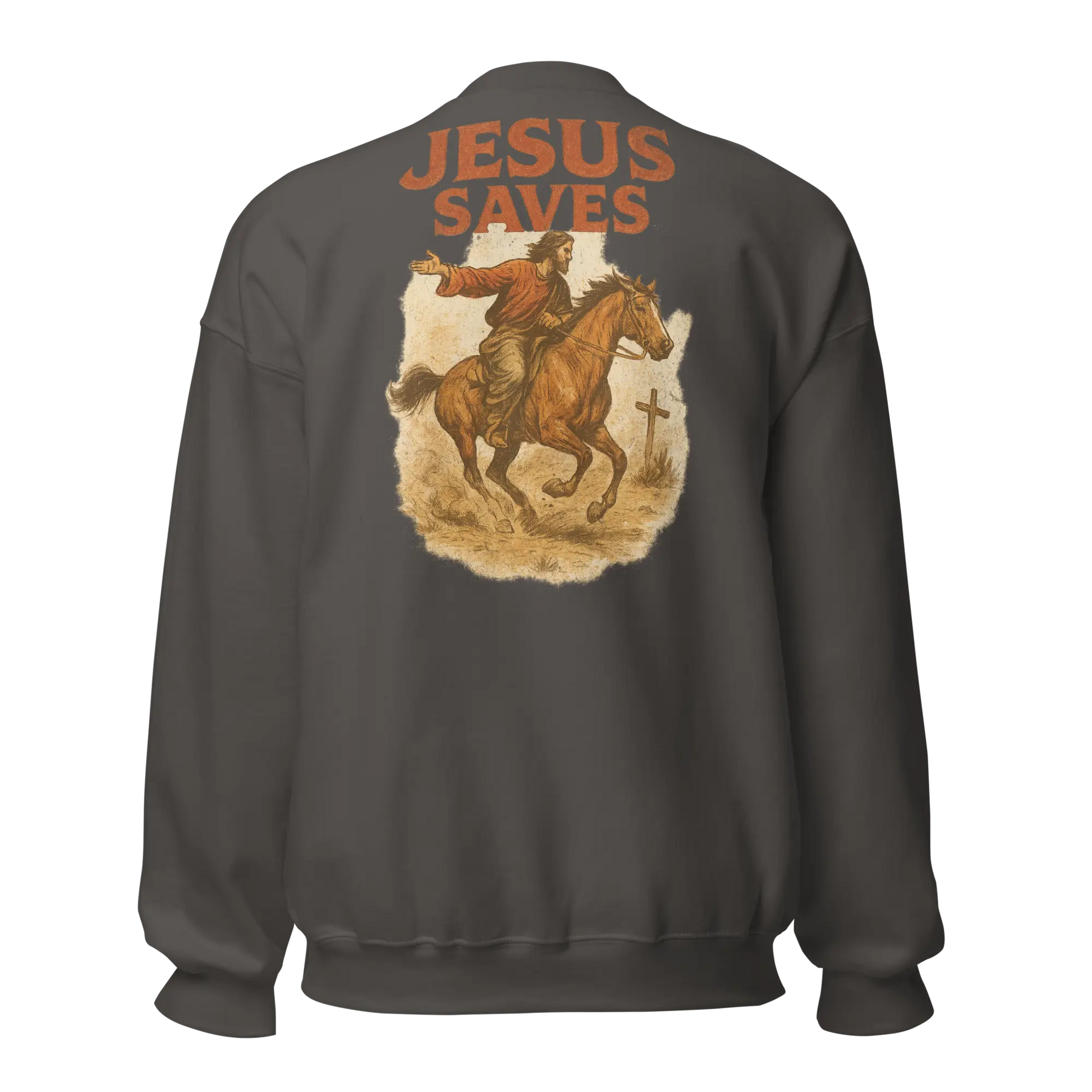 jesus saves charcoal sweatshirt