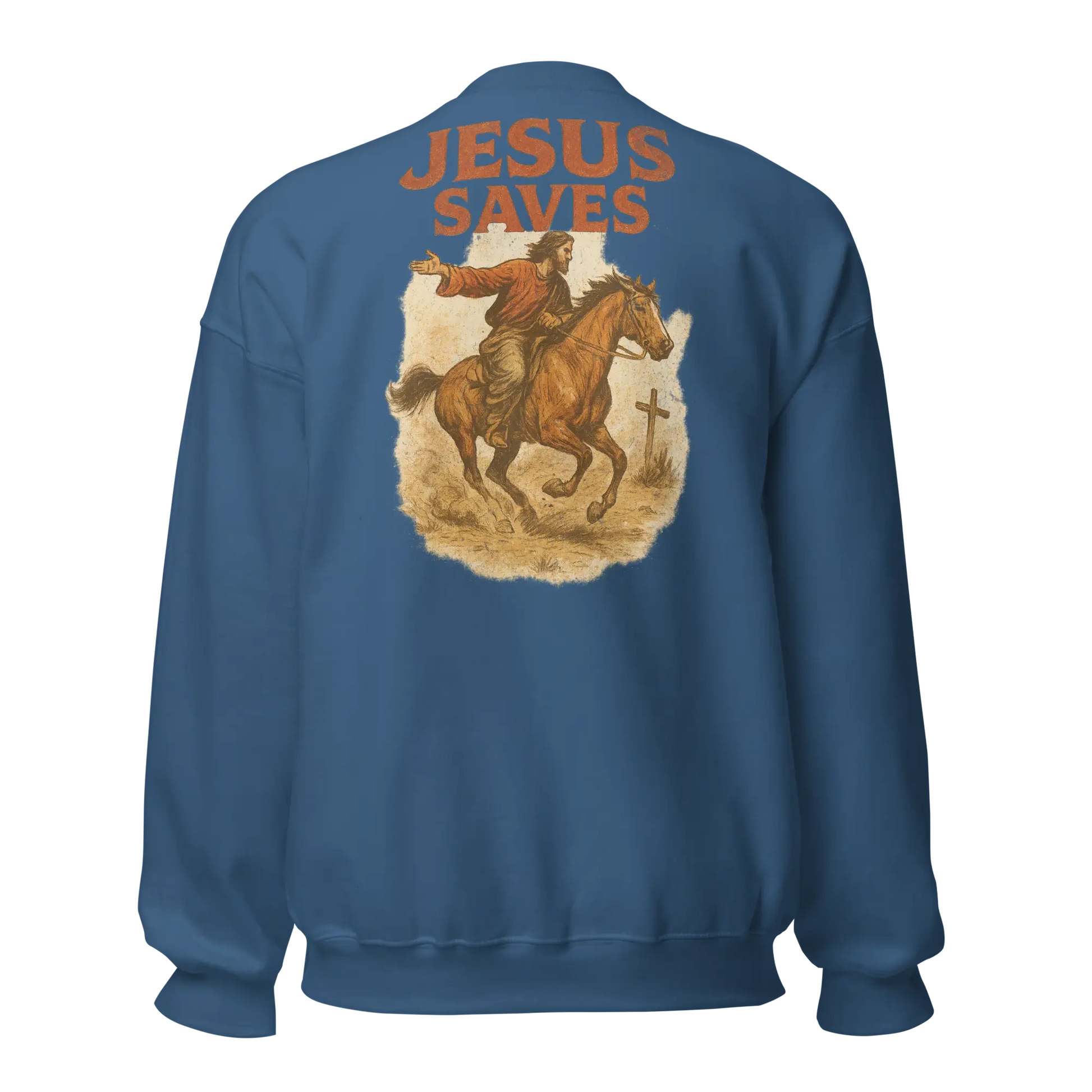 jesus saves indigo sweatshirt