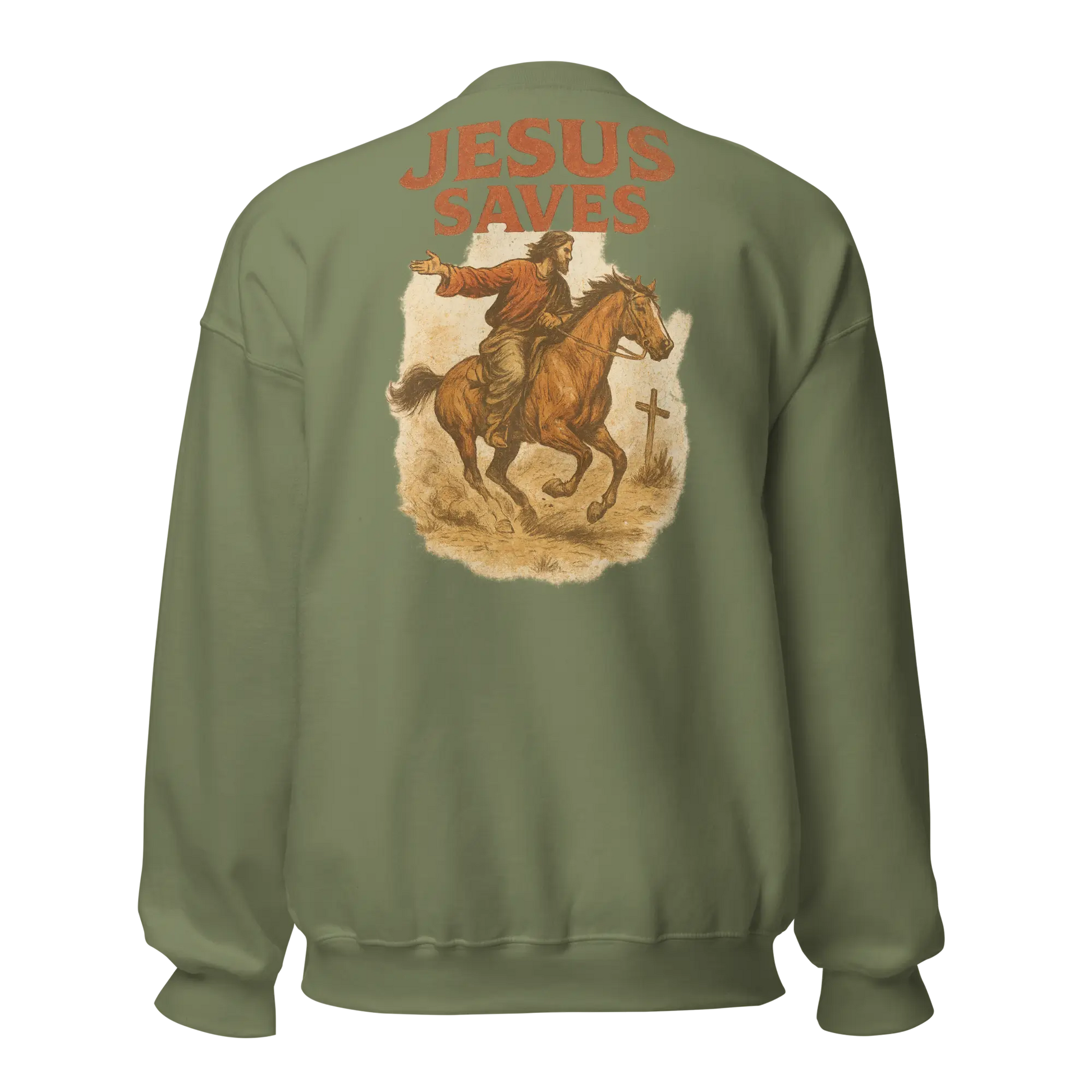 jesus saves military green sweatshirt