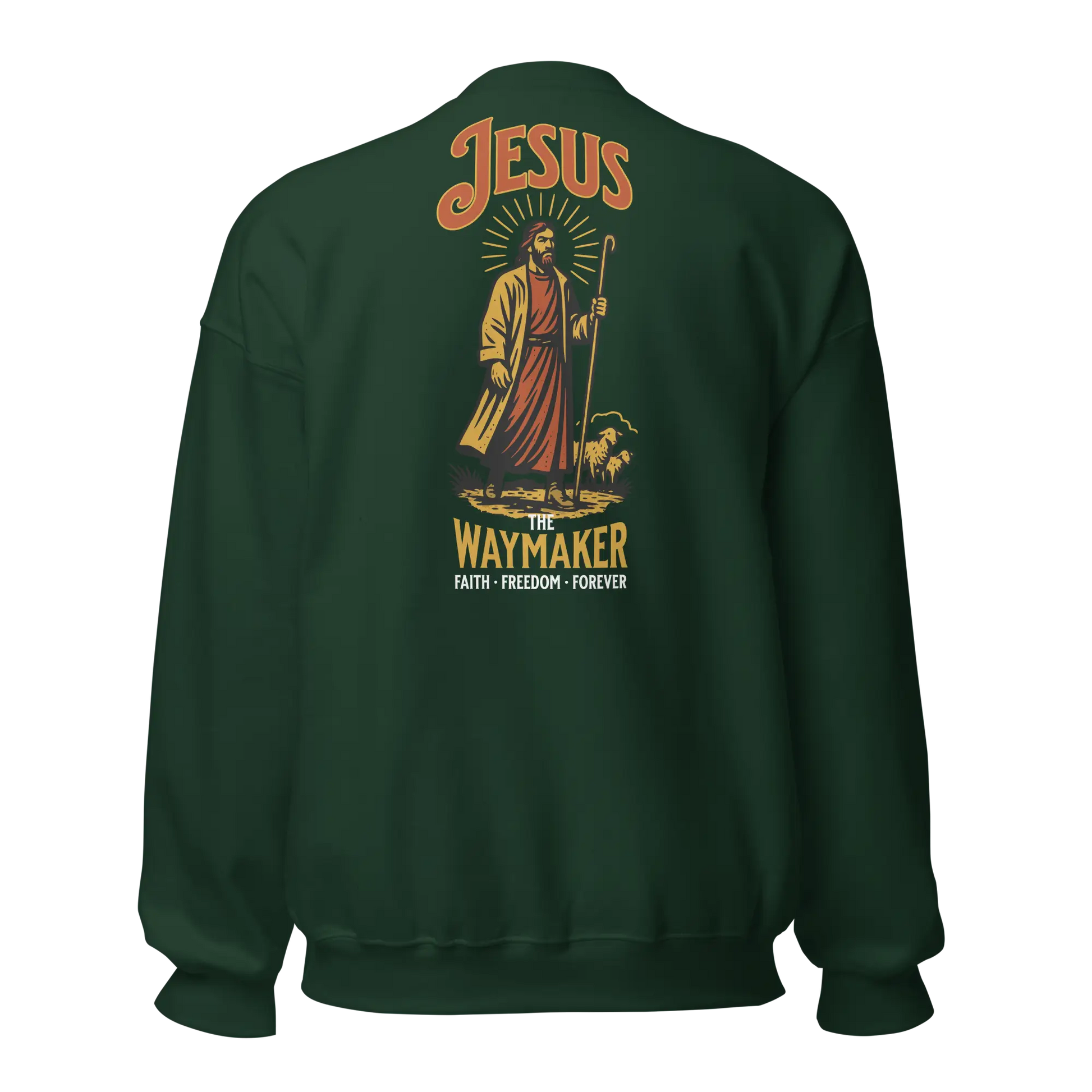 jesus green sweatshirt