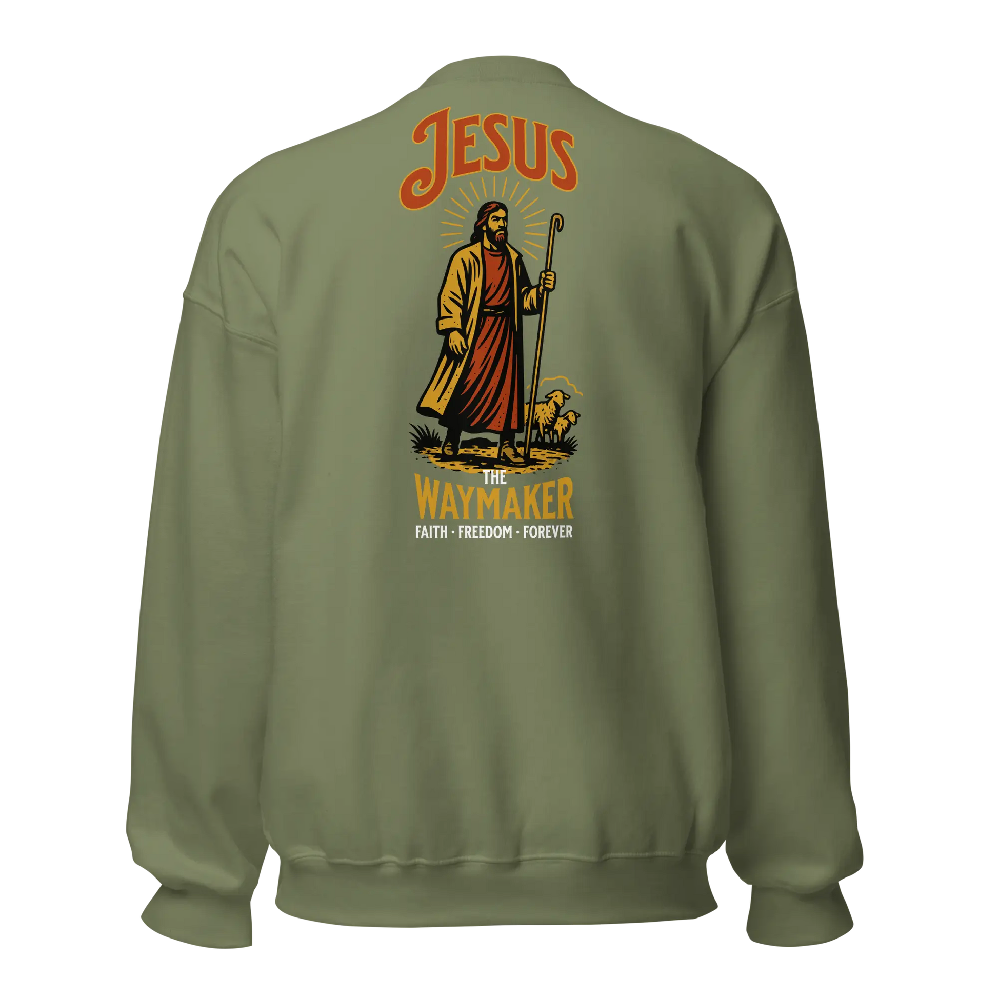 jesus military green sweatshirt