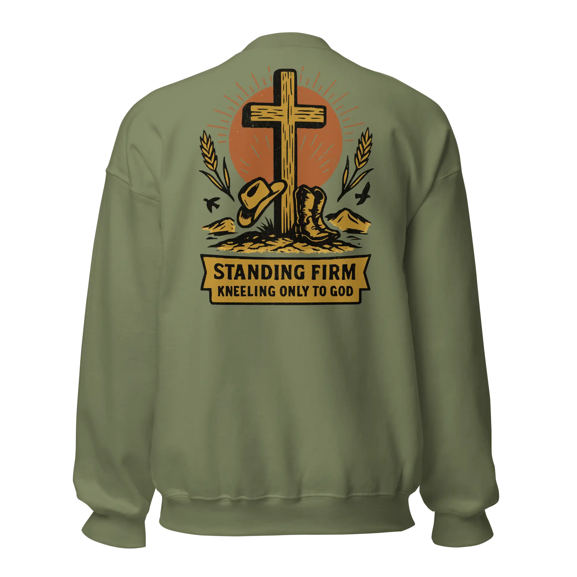 kneeling only to god military green sweatshirt