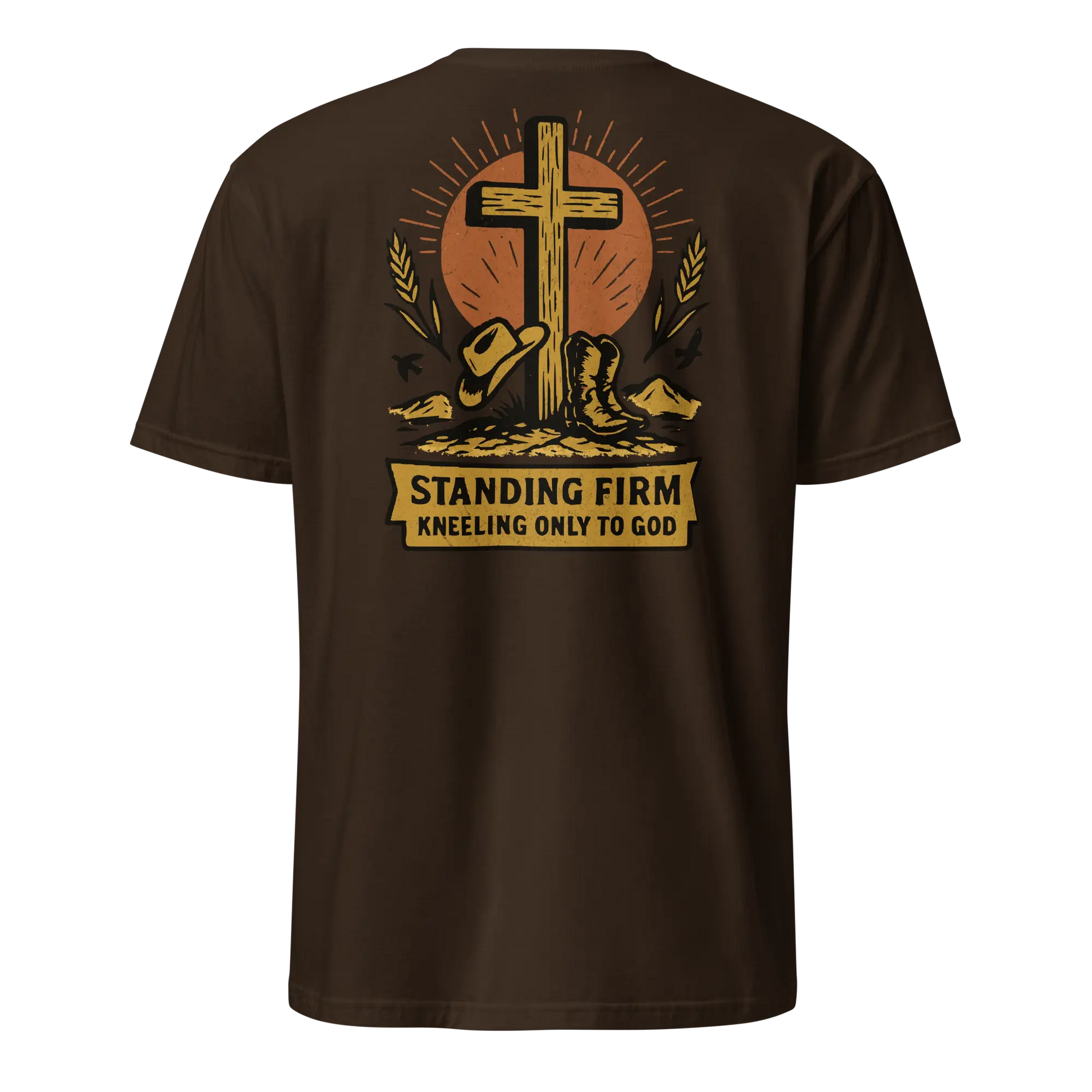 kneeling only to god t-shirt brown