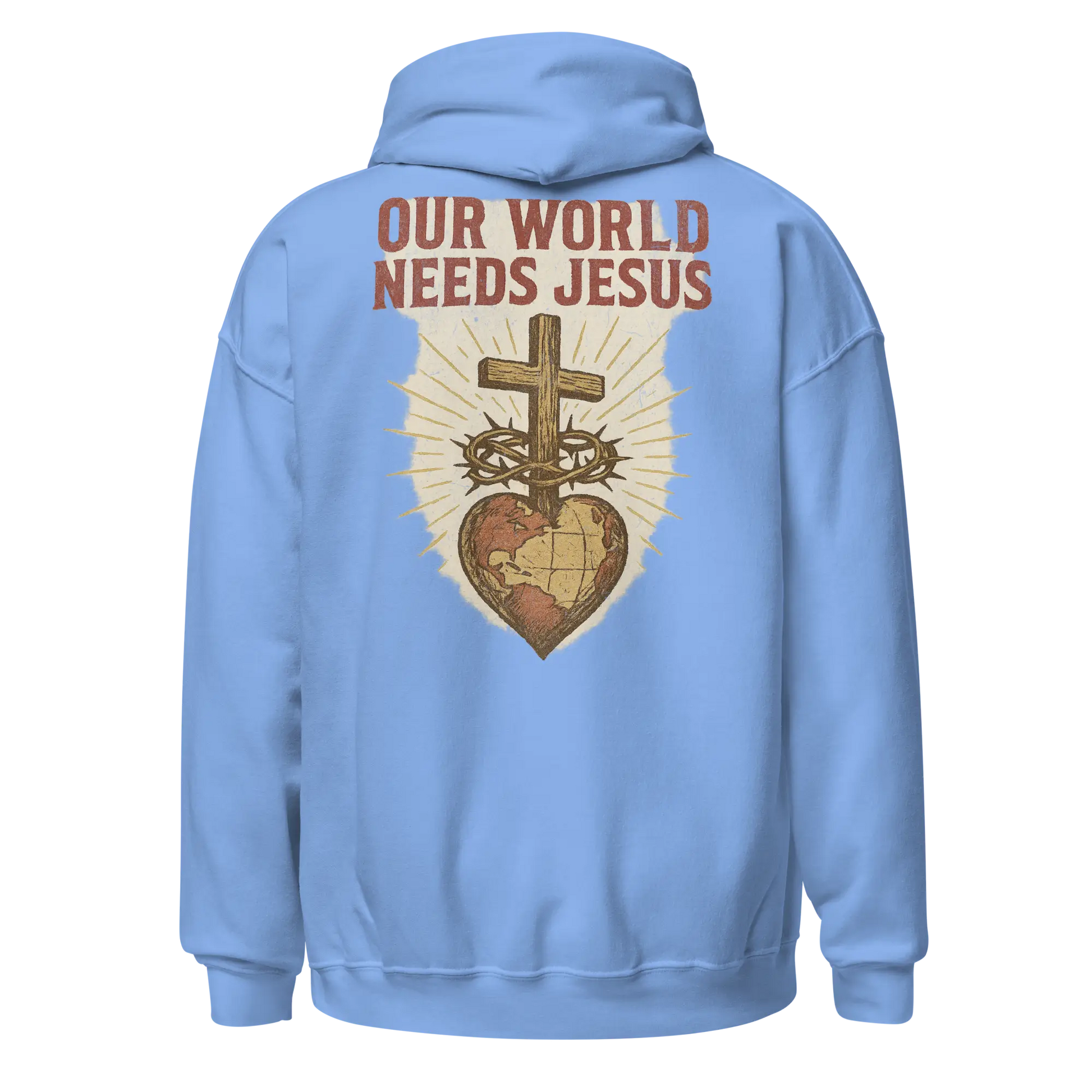 our world needs jesus blue hoodie
