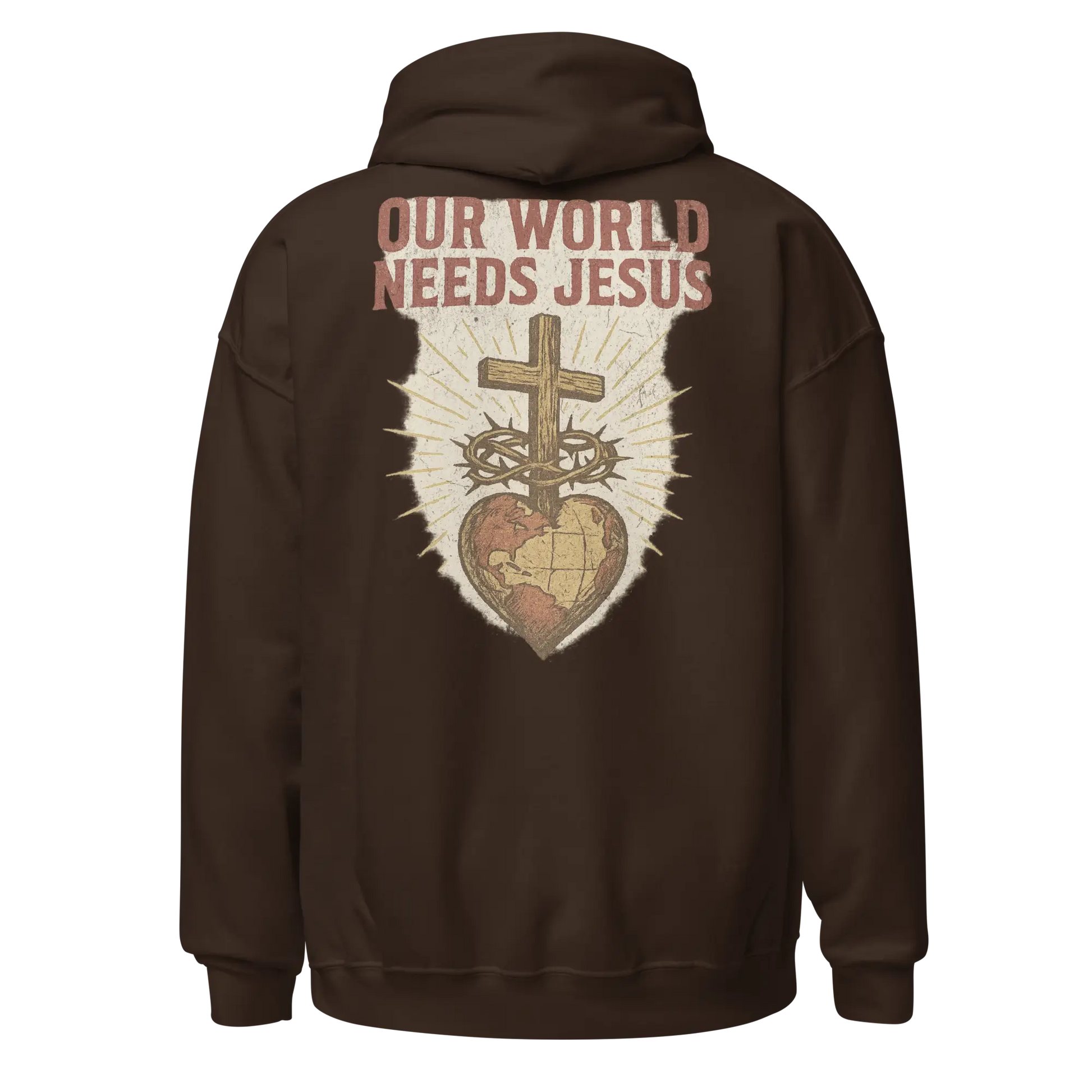 our world needs jesus brown hoodie