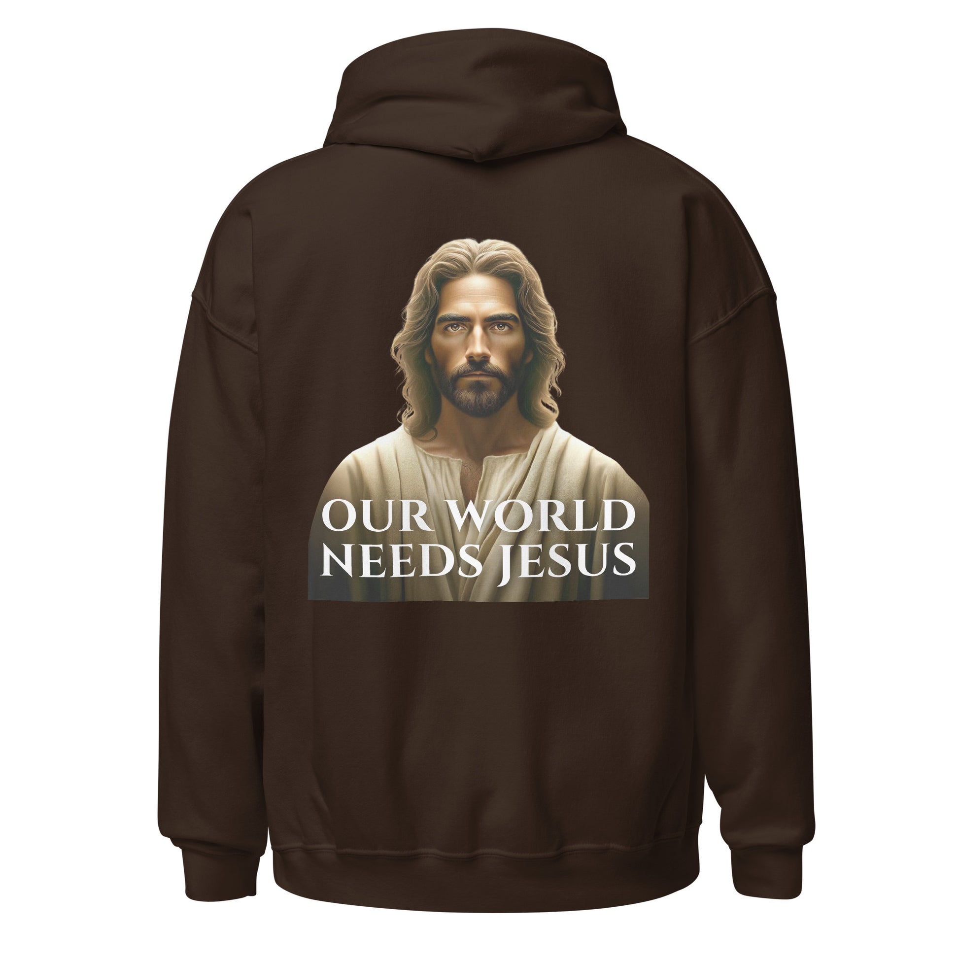 our world needs jesus hoodie chocolate