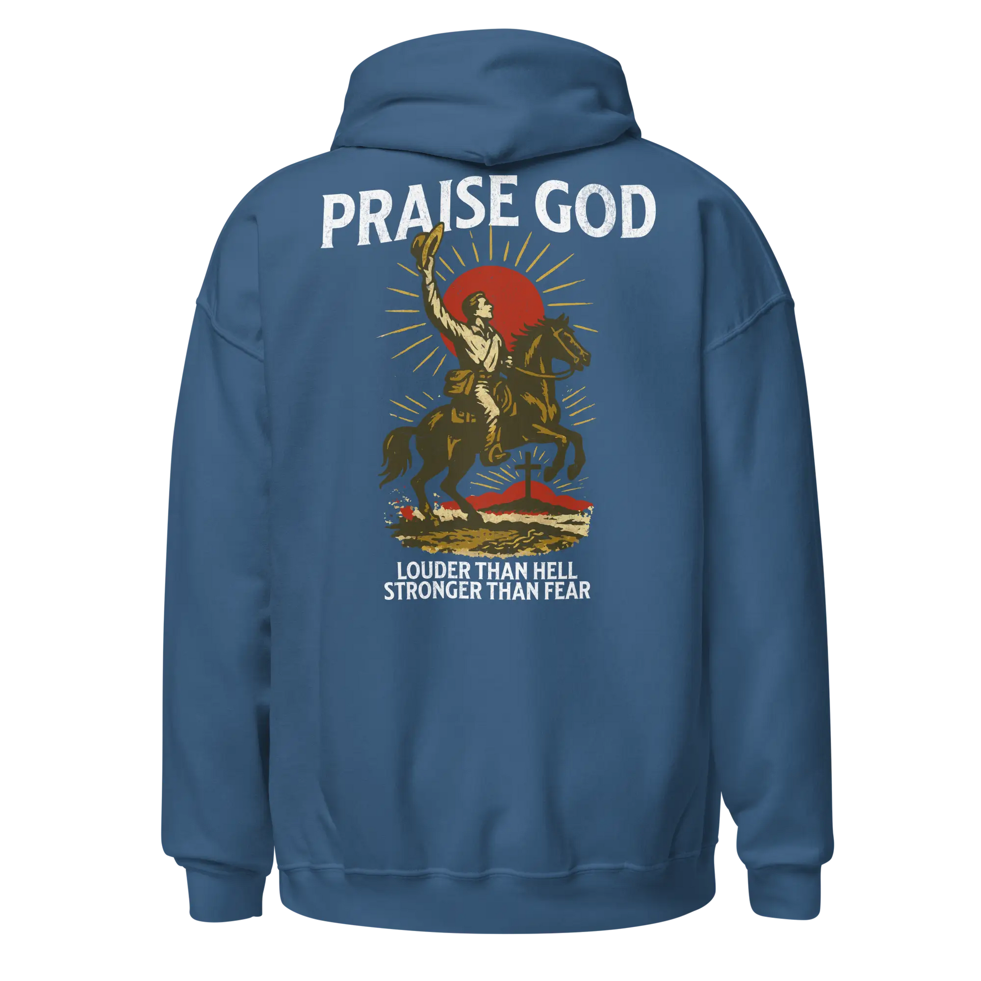 praise god indigo blue hoodie