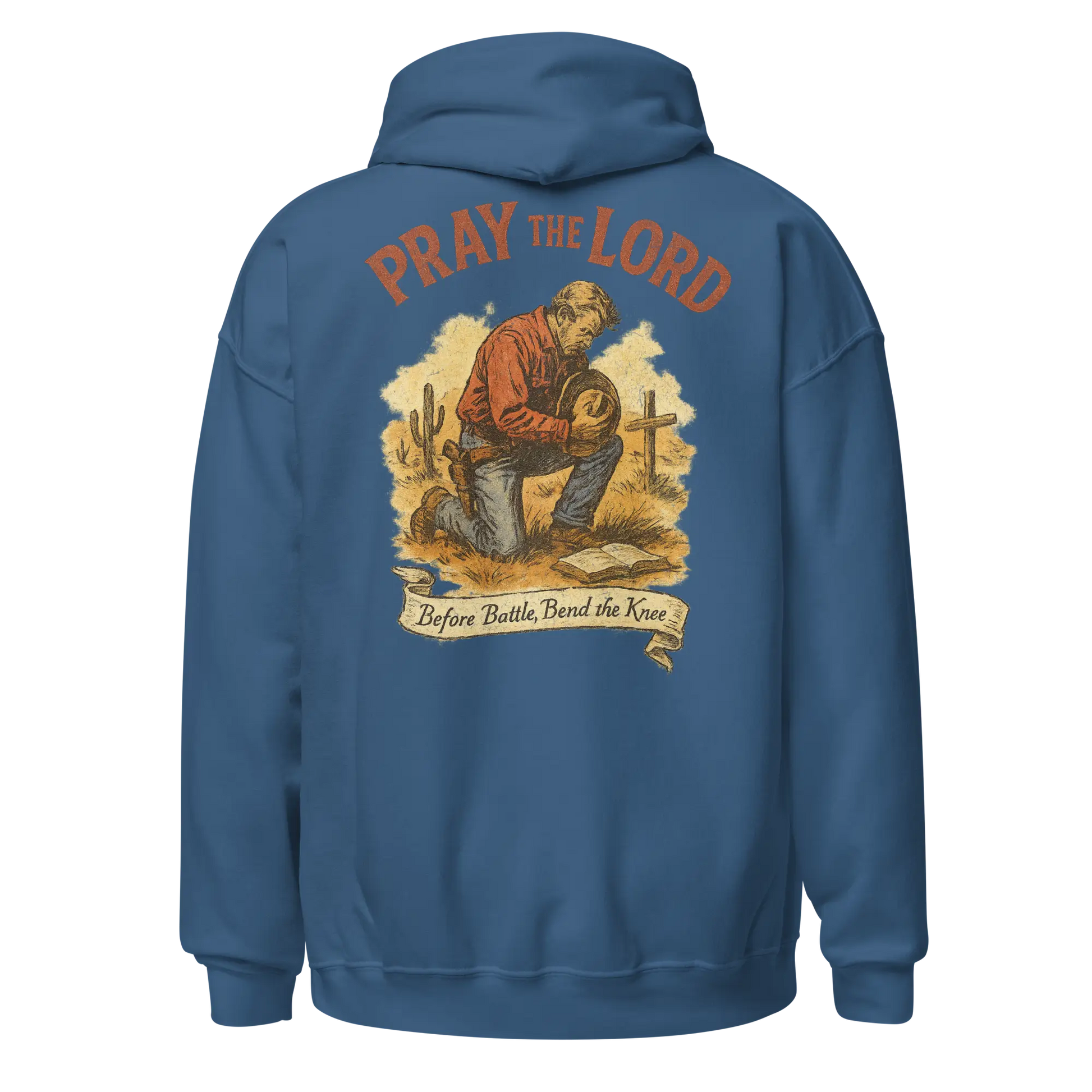 pray the lord indigo hoodie