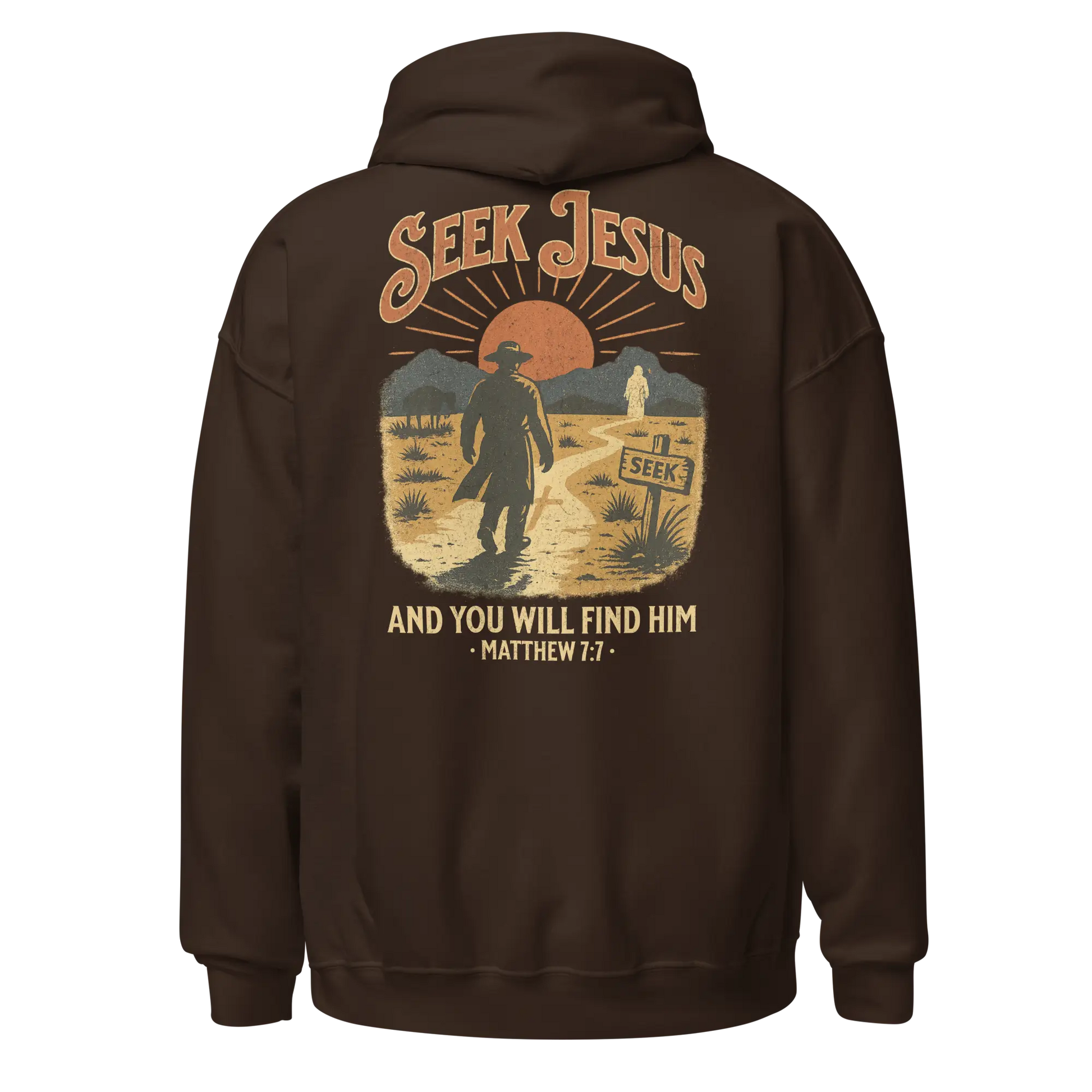 seek jesus brown hoodie