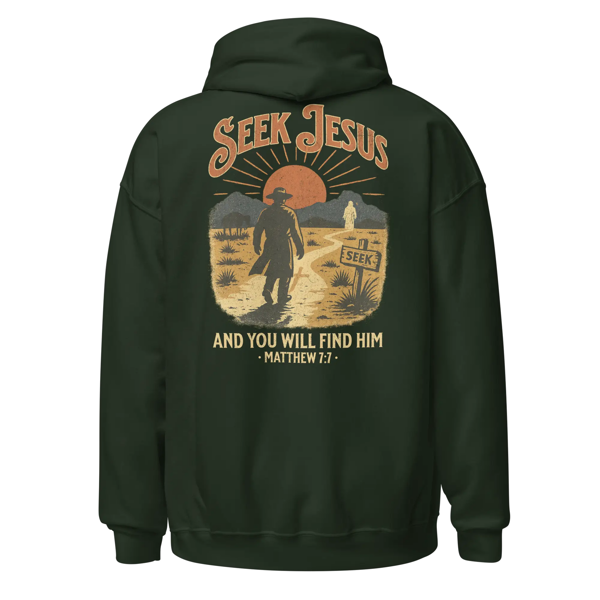 seek jesus forest green hoodie